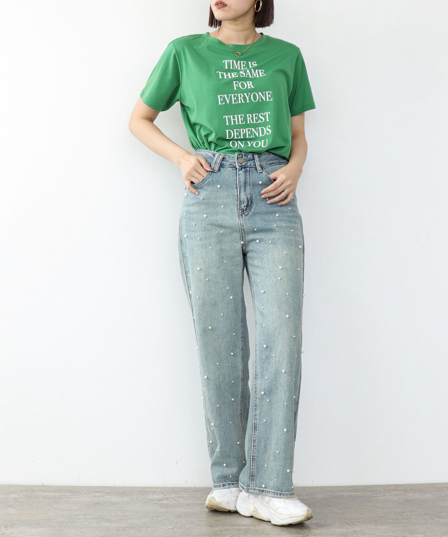 パール付デニムパンツ