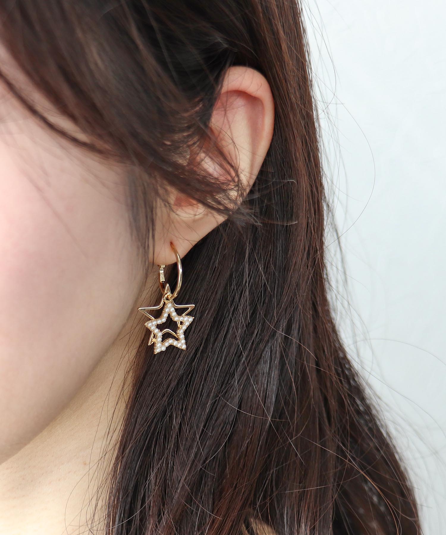 ダブルスターフープピアス