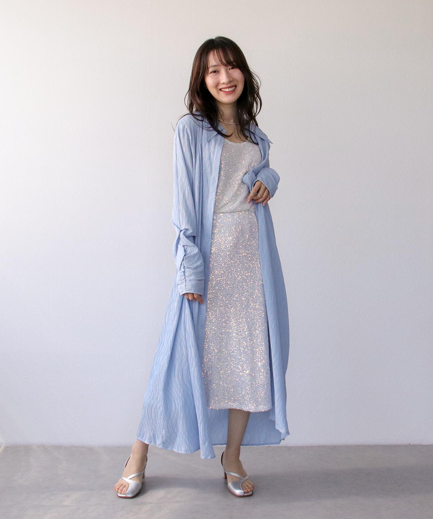 Limue】ニットビスチェ付きシャツワンピース | AND ON JIONE STORE 