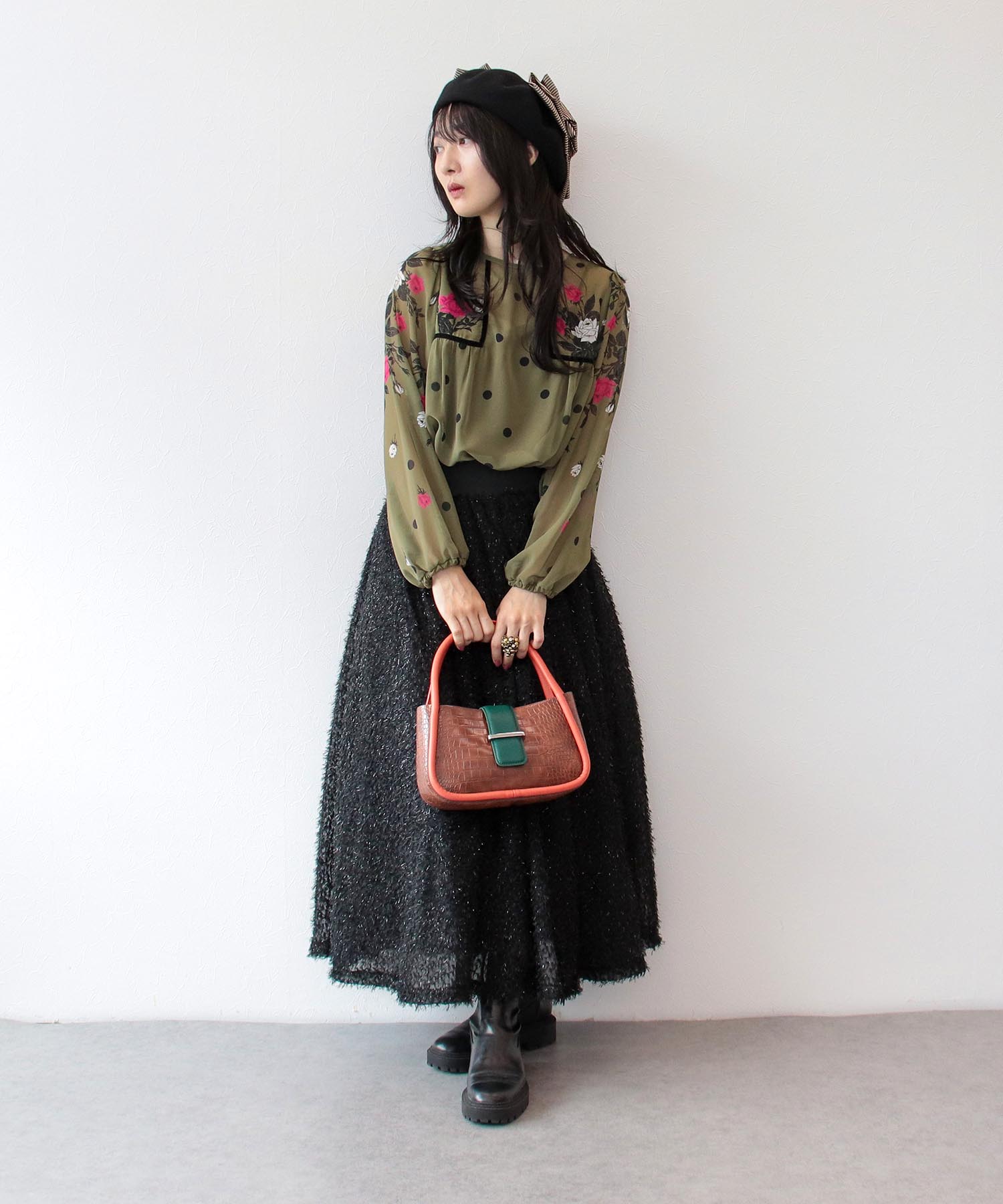 チュール付きラメフリンジフレアスカート | AND ON JIONE STORE