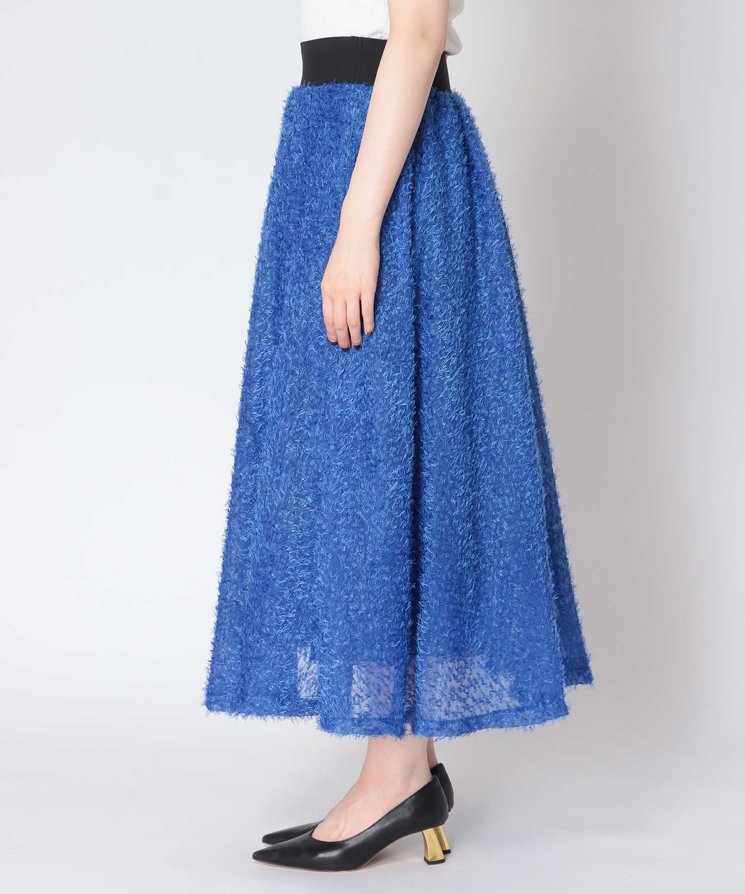 チュール付きラメフリンジフレアスカート | AND ON JIONE STORE