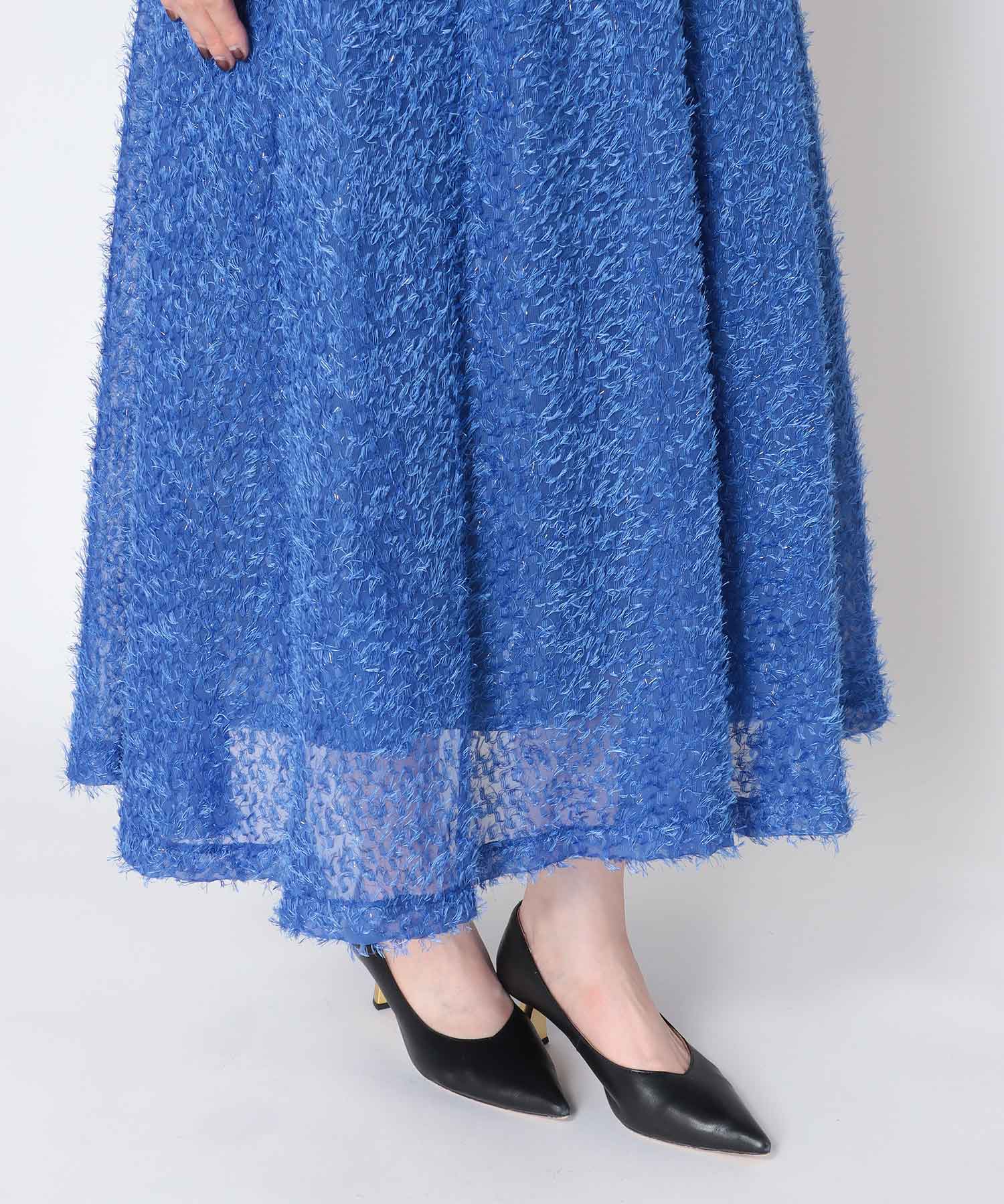 チュール付きラメフリンジフレアスカート | AND ON JIONE STORE