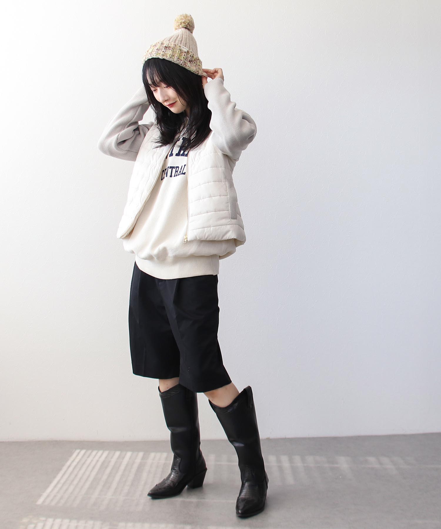 洗濯可】ニットスリーブ中綿ジャケット | AND ON JIONE STORE