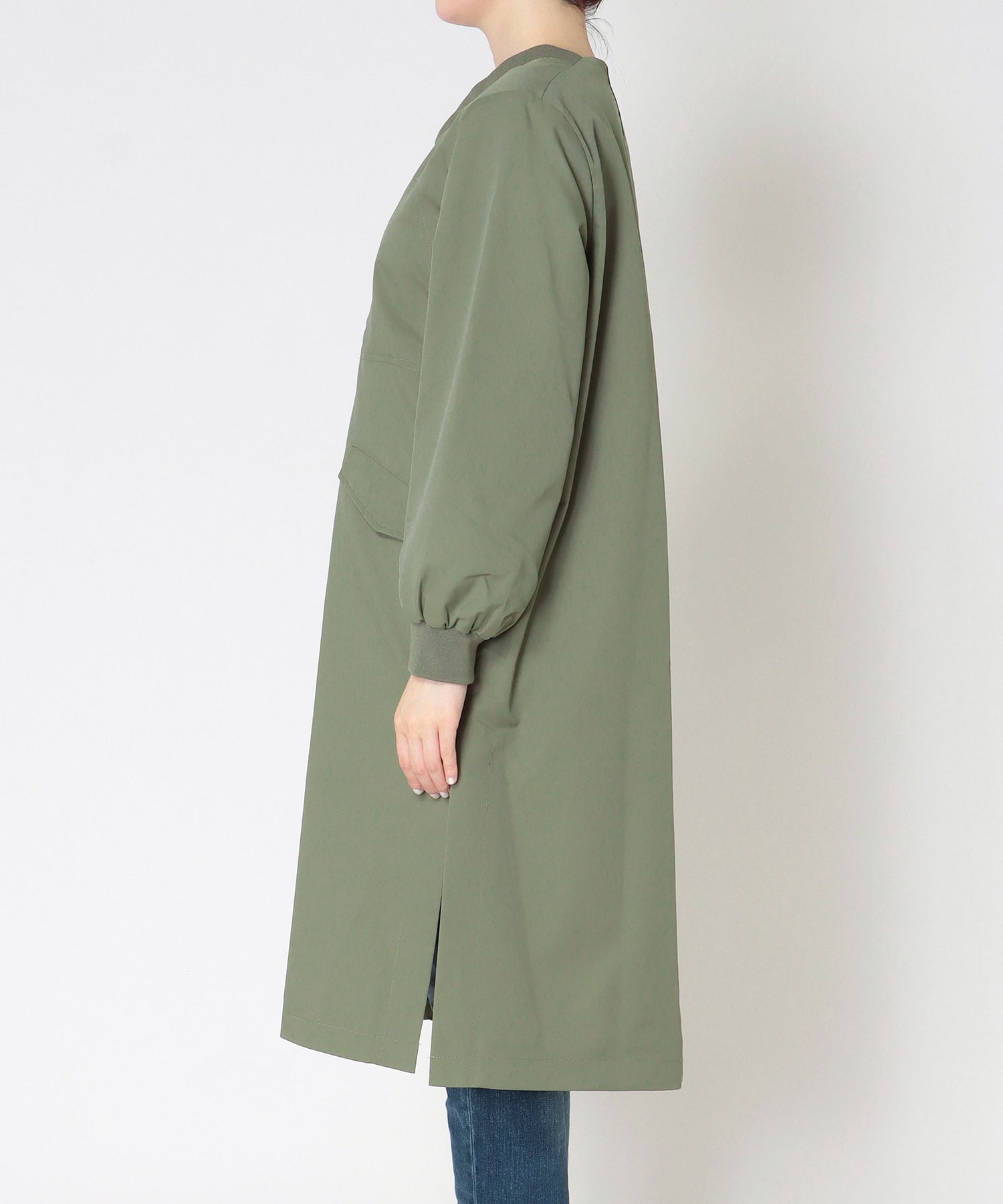 エステルリブネックワークロングコート | AND ON JIONE STORE