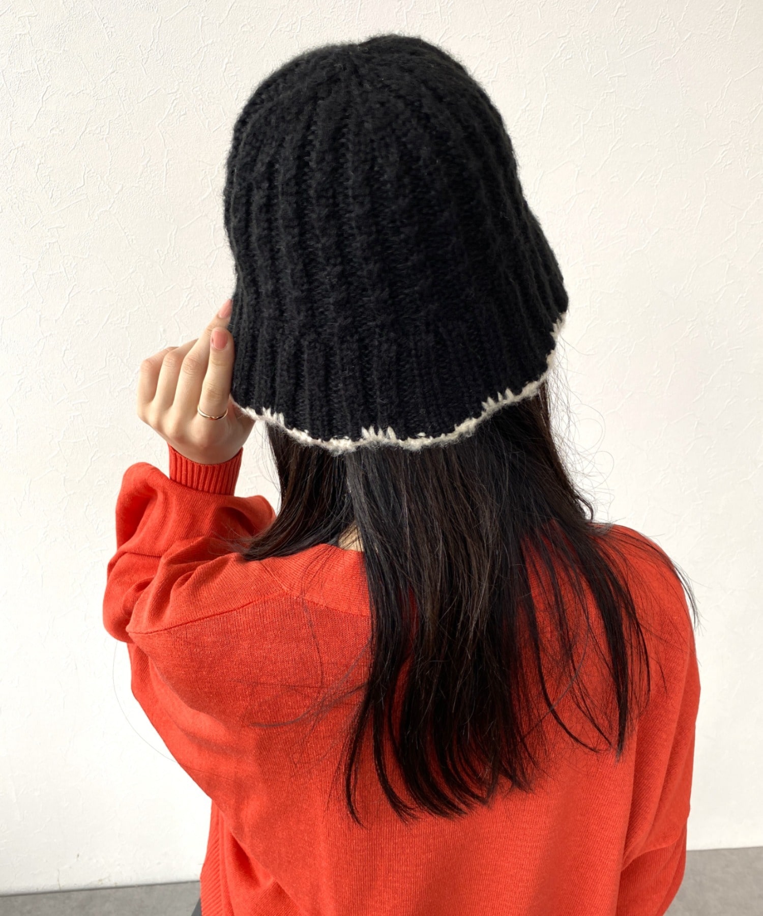 ケーブル編みニットバケットHAT