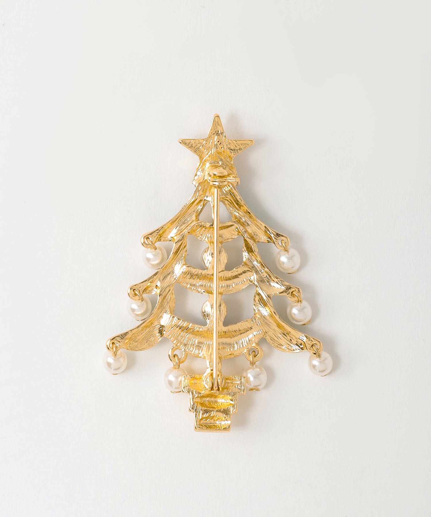 パールチャームクリスマスツリーブローチ
