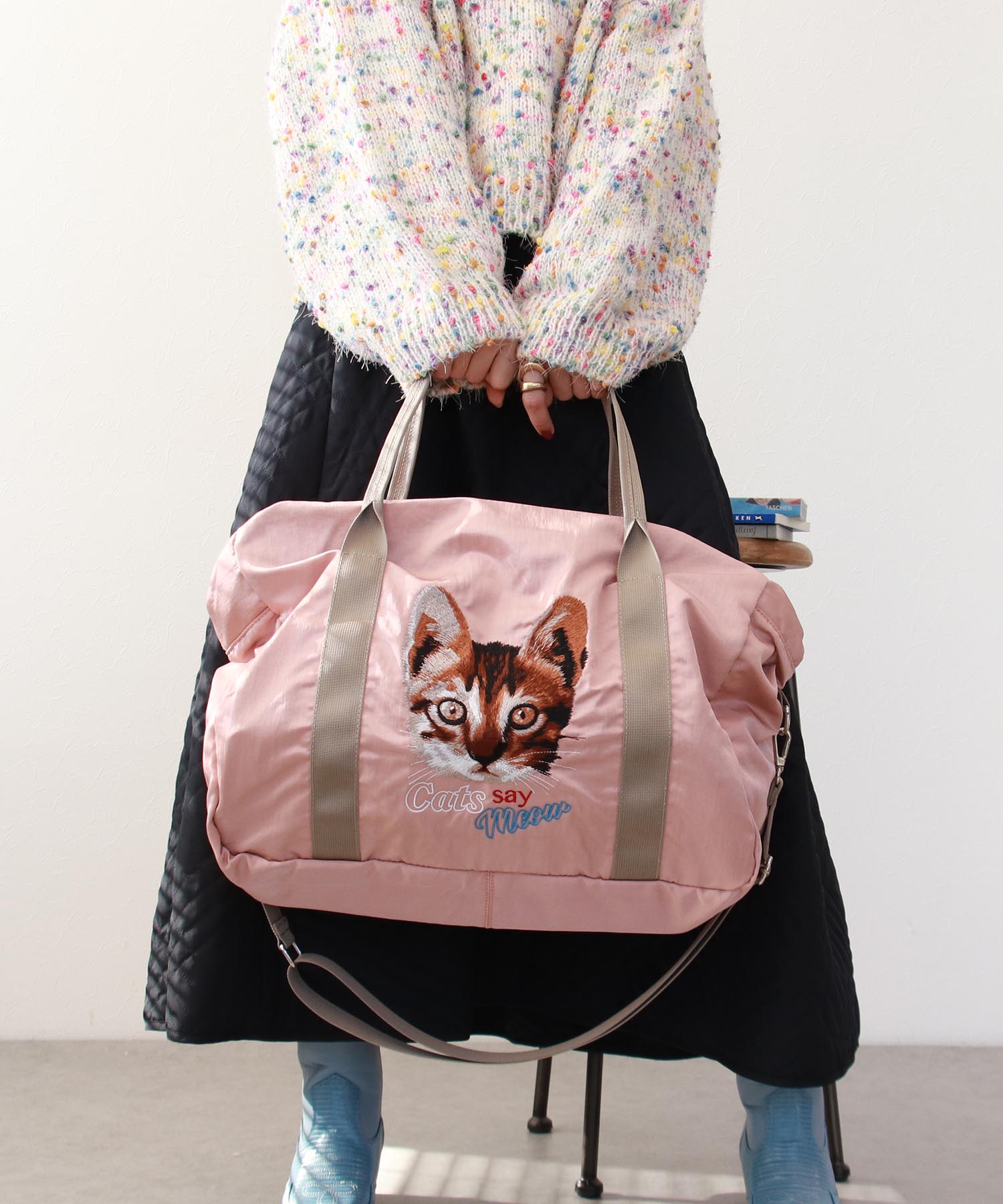 キャリーオン刺繍トラベルボストンBAG