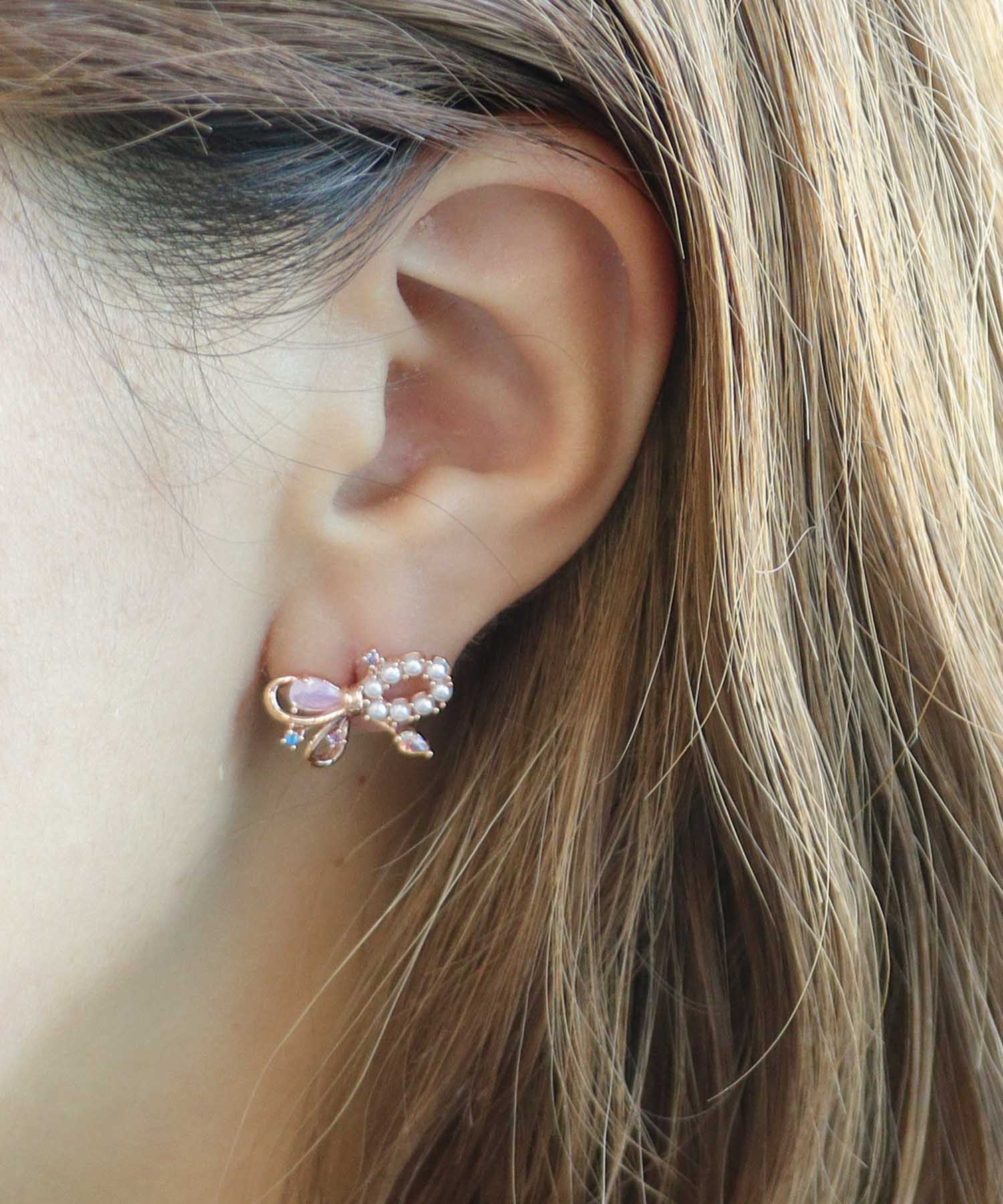 リボンビジュピアス