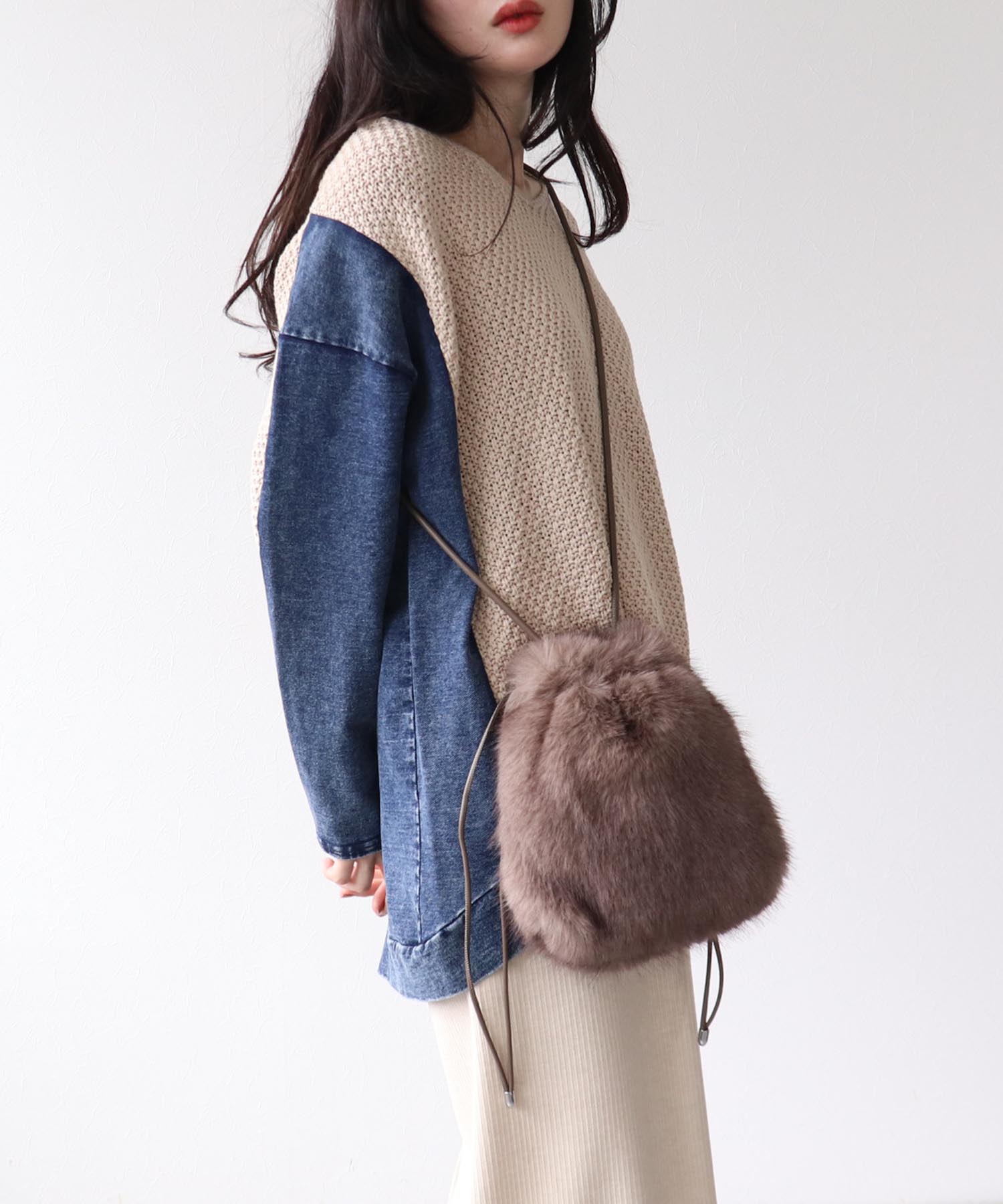 エコファーシンプル巾着ショルダー