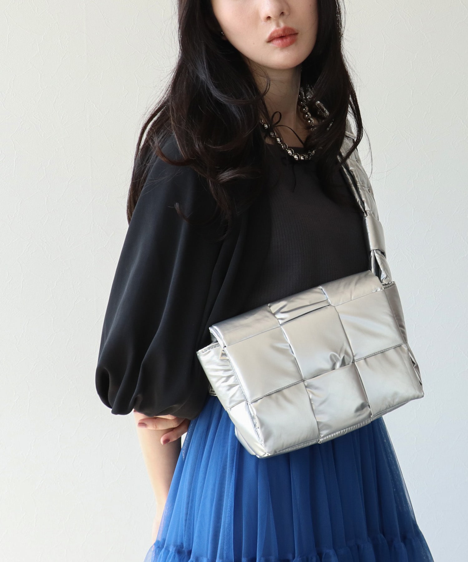 メタリックナイロンメッシュショルダーBAG