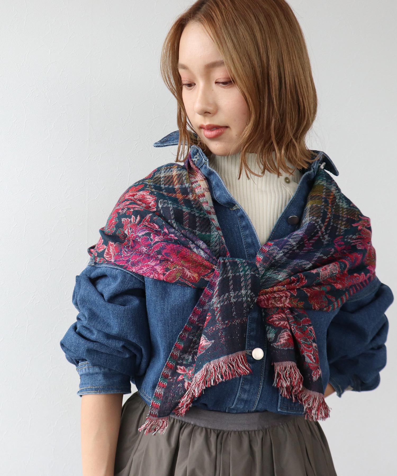 シャイロ♡)ETROPEGASO エトロロゴ ジャカード ショール ETRO PEGASO