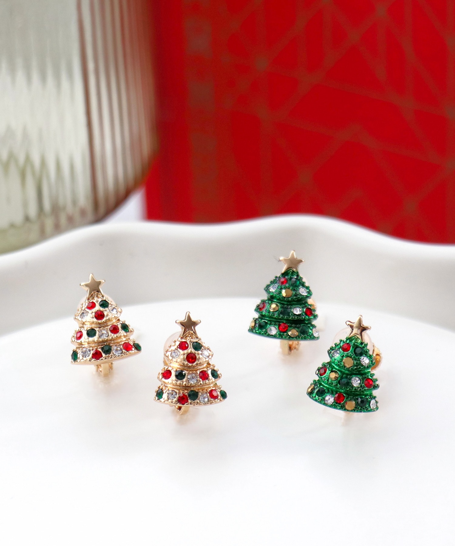 クリスマスツリーイヤリング