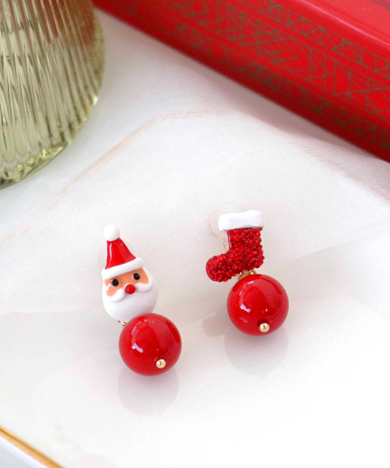 サンタ×ブーツイヤリング