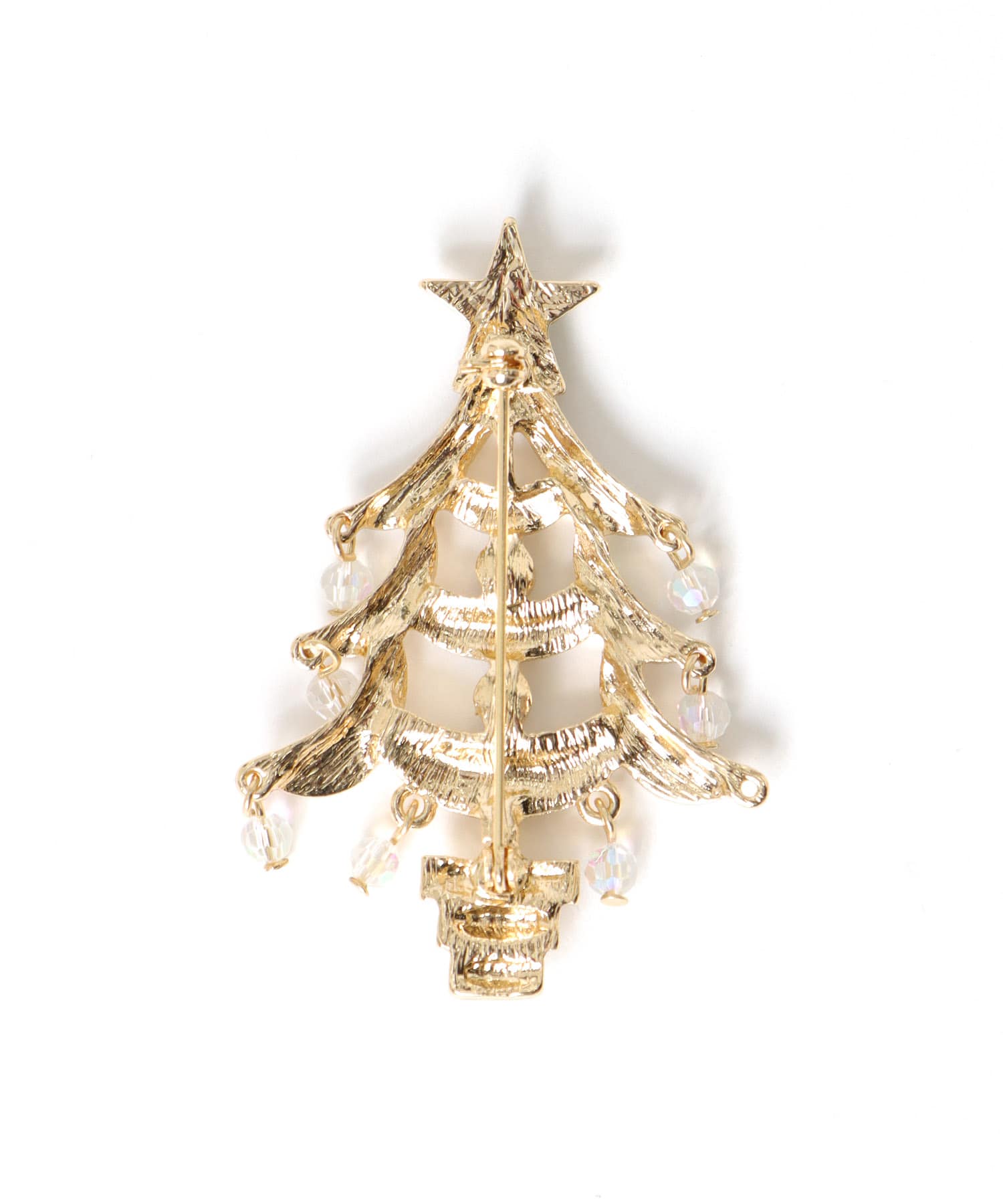 ホワイトクリスマスツリーブローチ