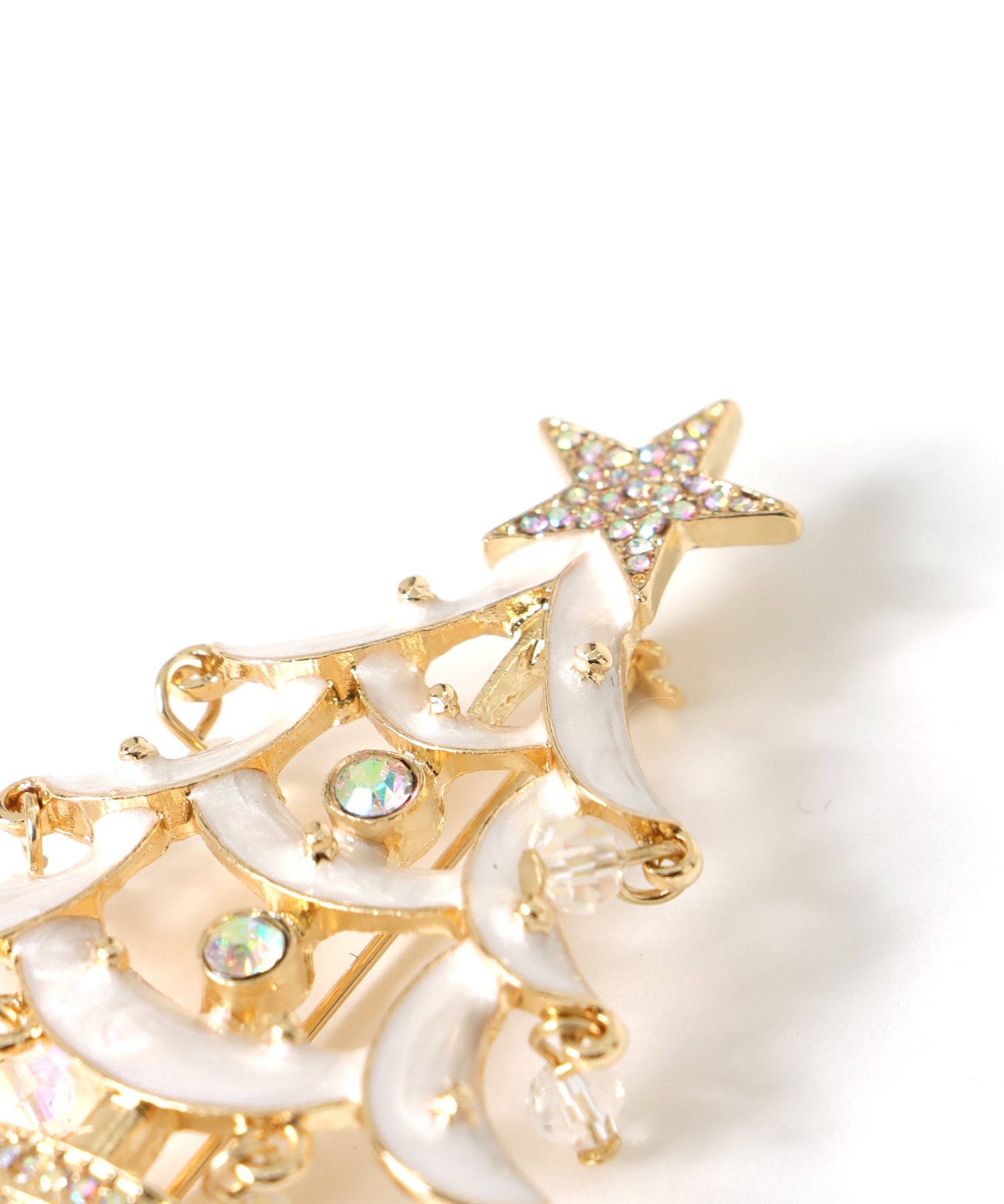 ホワイトクリスマスツリーブローチ