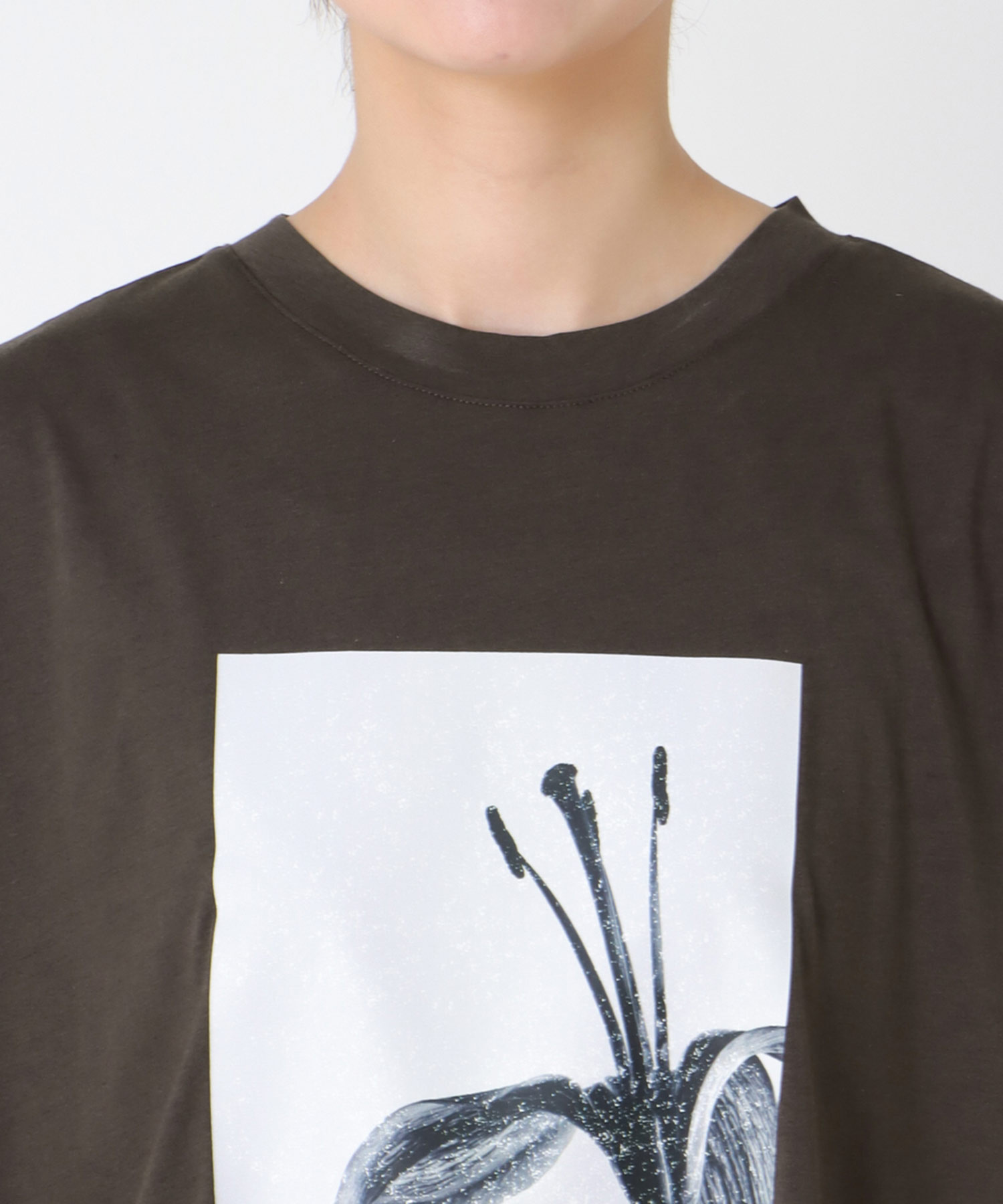 ノースリーブモノクロフォトプリントTシャツ