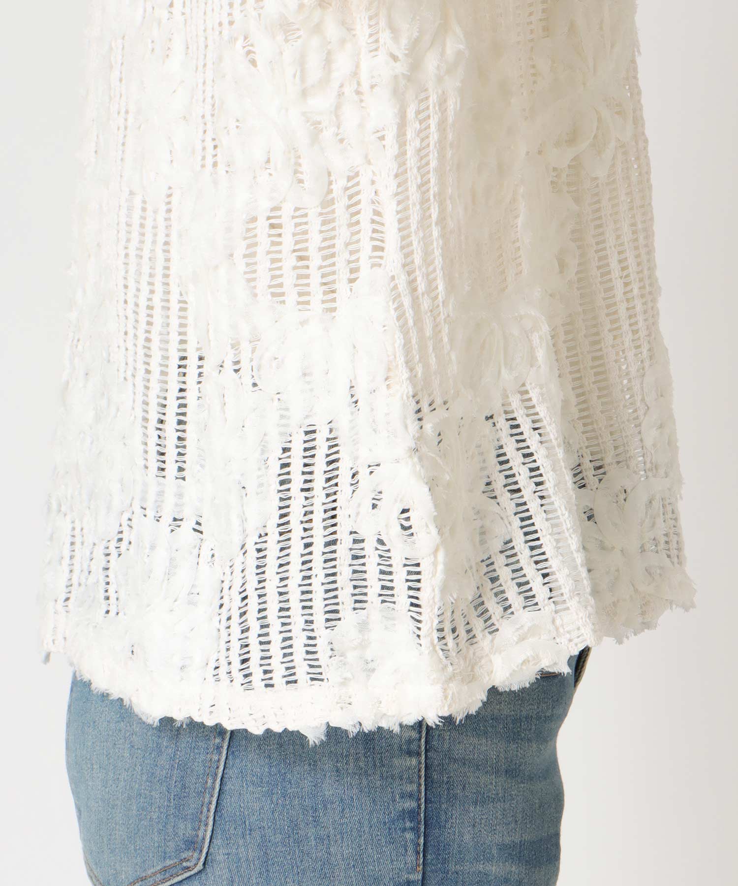 テープ刺繍編リブクループルオーバー