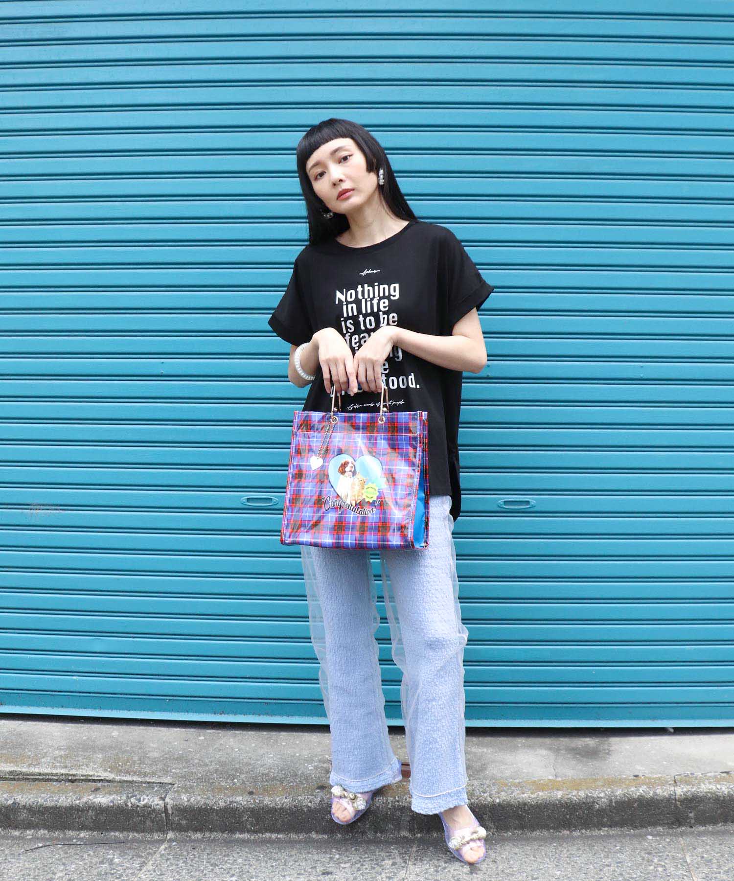 箔プリントルーズTシャツ