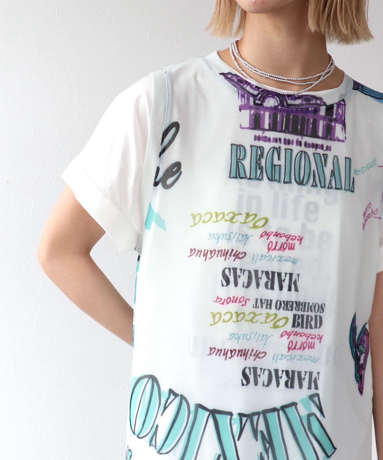 箔プリントルーズTシャツ