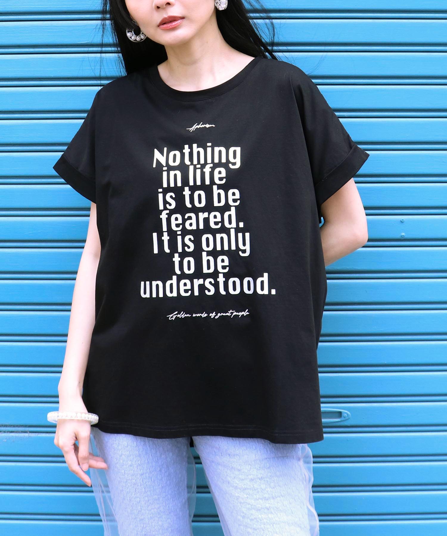 箔プリントルーズTシャツ