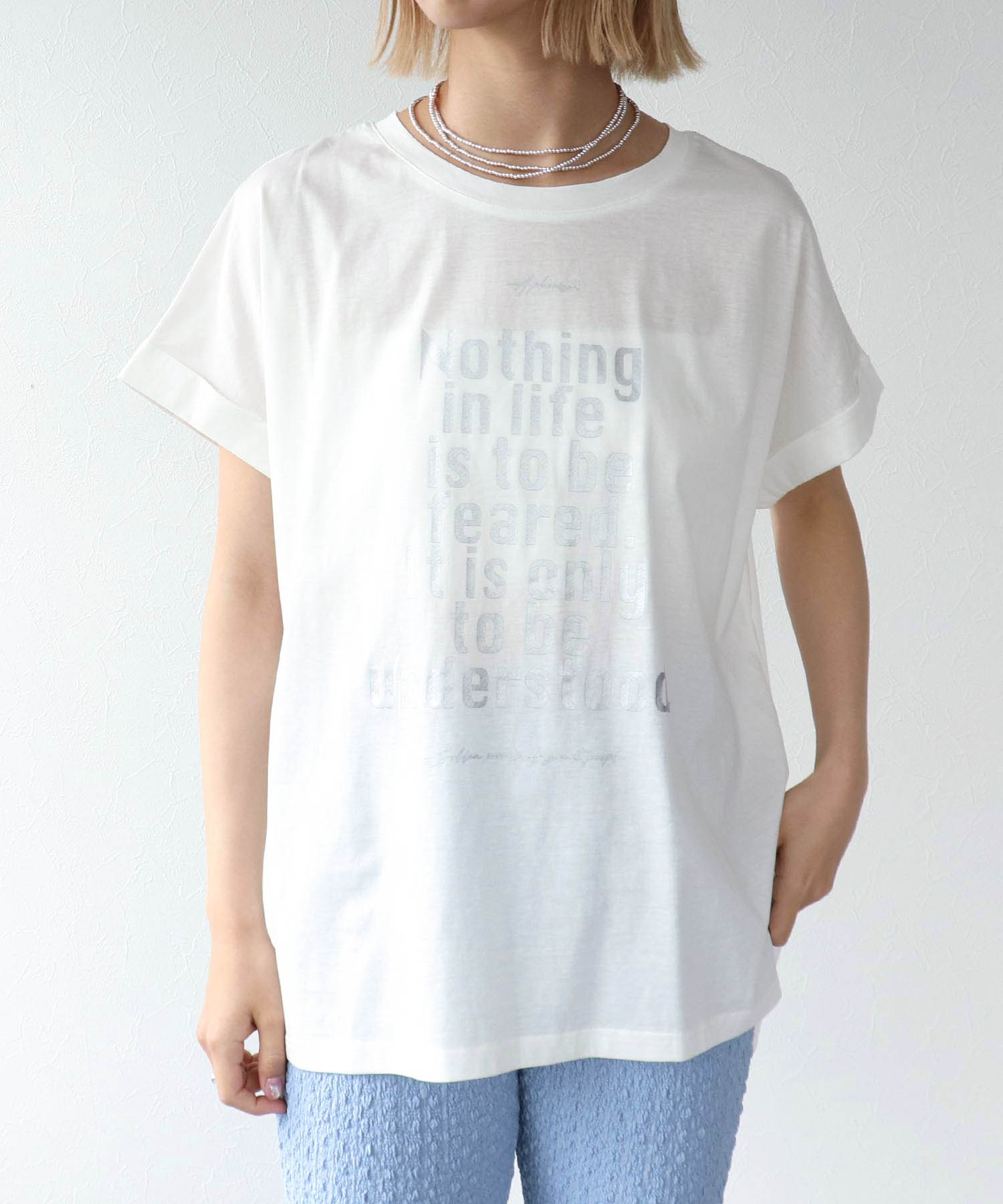 箔プリントルーズTシャツ