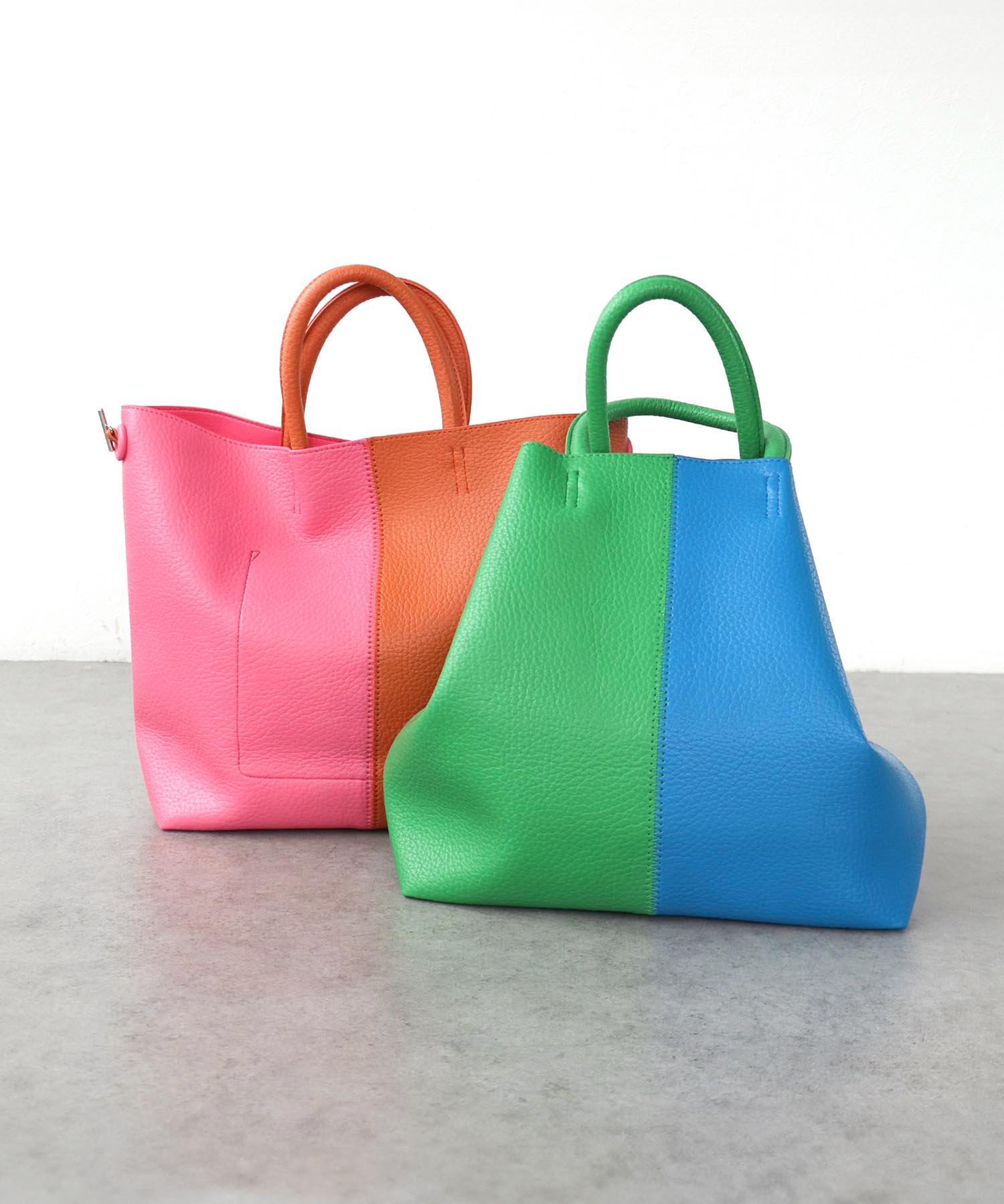 バイカラーフェイクレザートートBAG