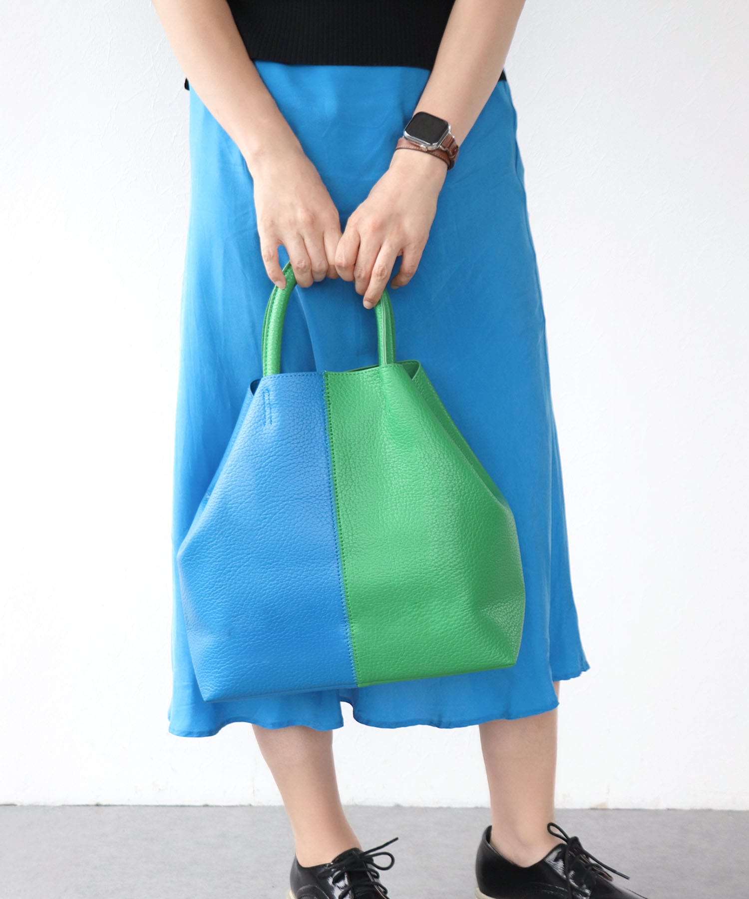 バイカラーフェイクレザートートBAG