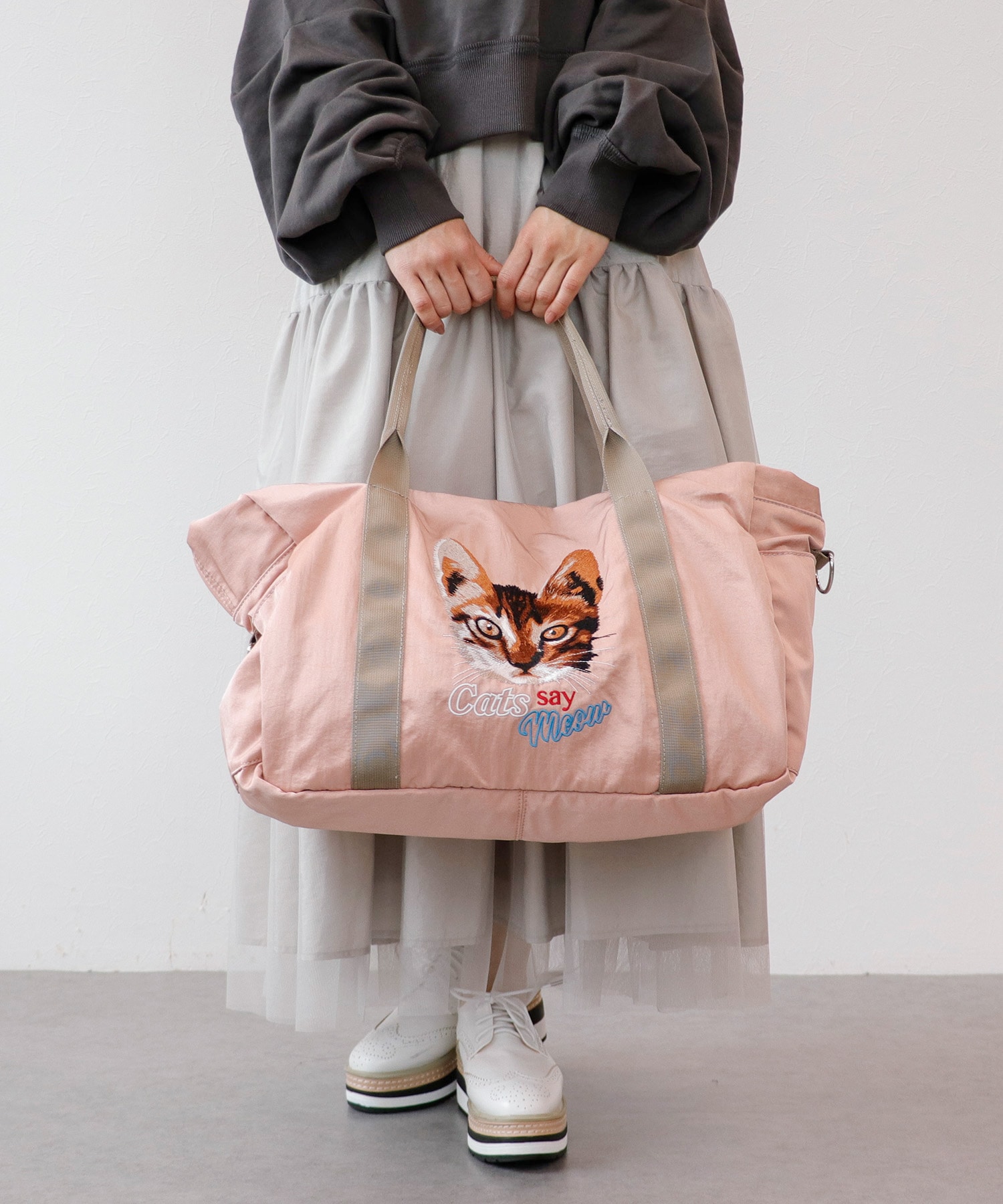 キャリーオン刺繍トラベルボストンBAG