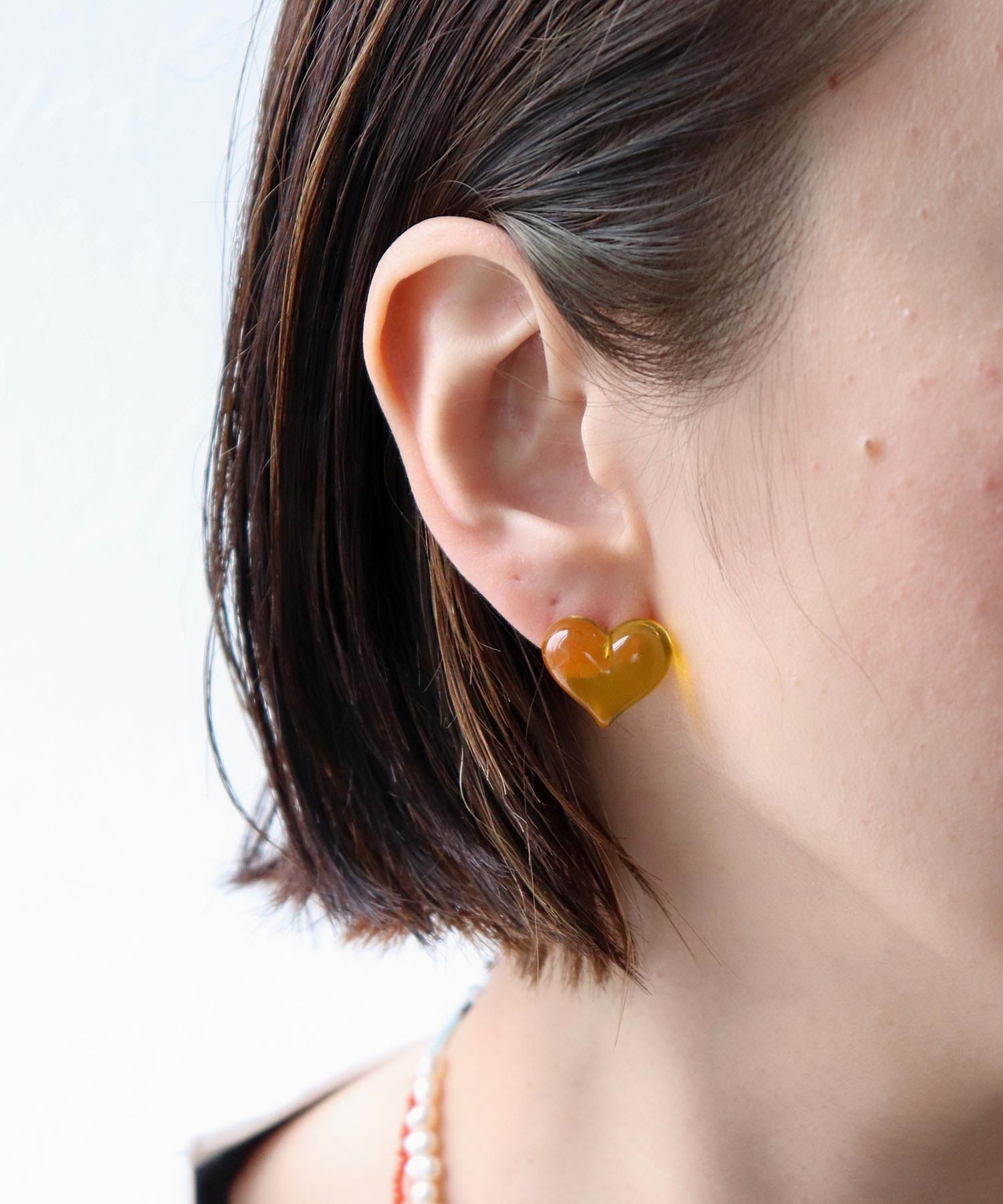 クリアハート×オーロラキャッチピアス