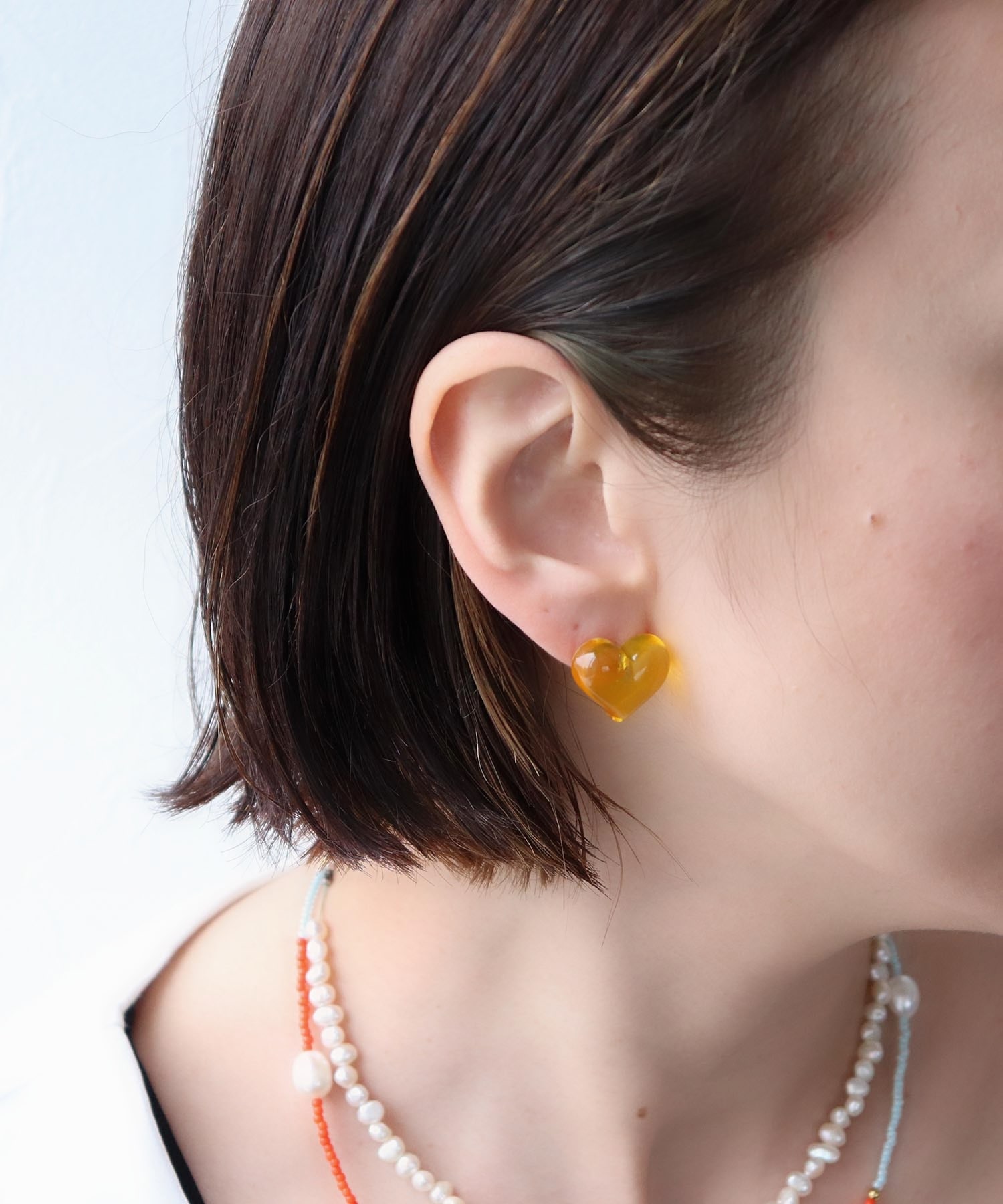 クリアハート×オーロラキャッチピアス