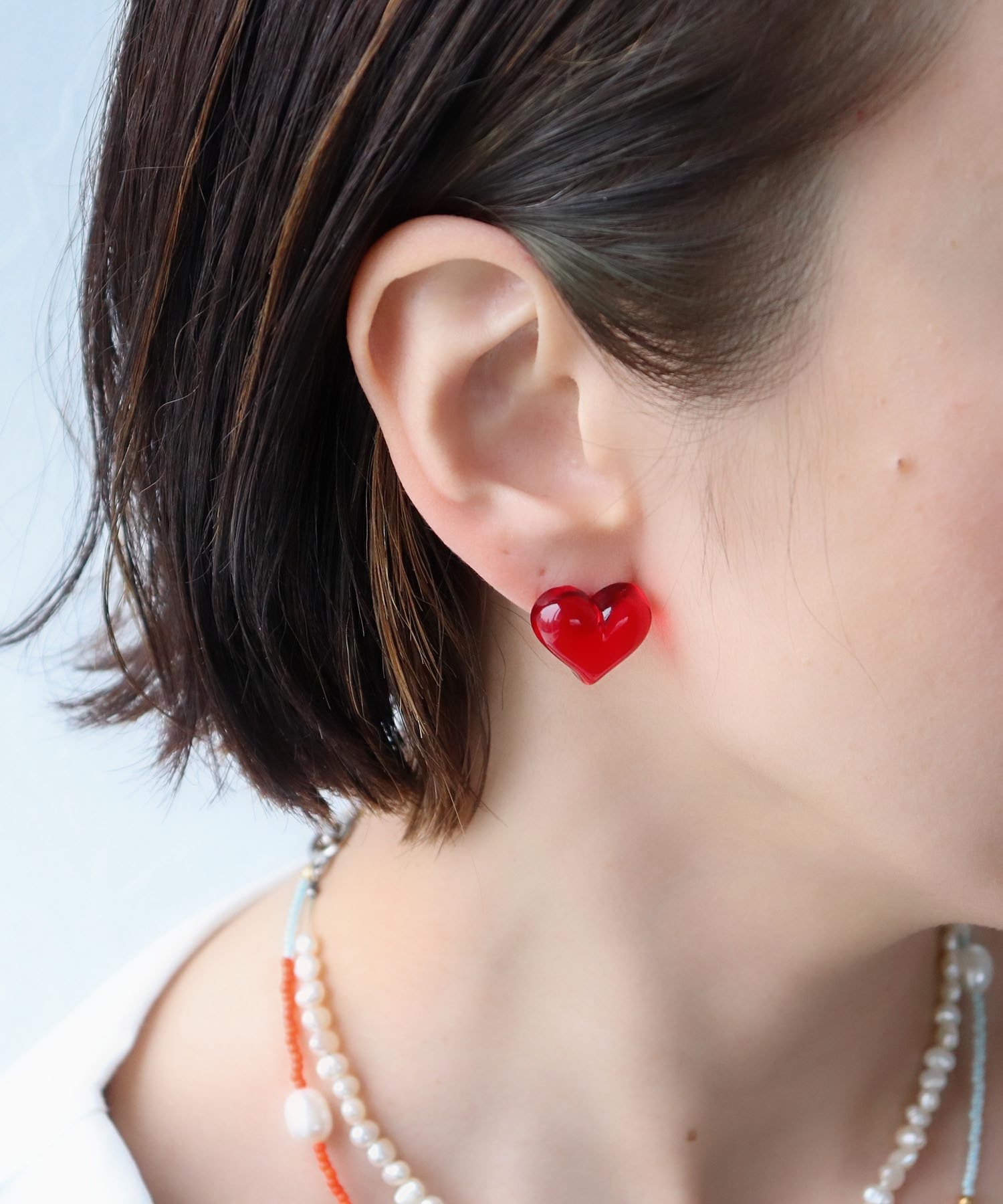 クリアハート×オーロラキャッチピアス