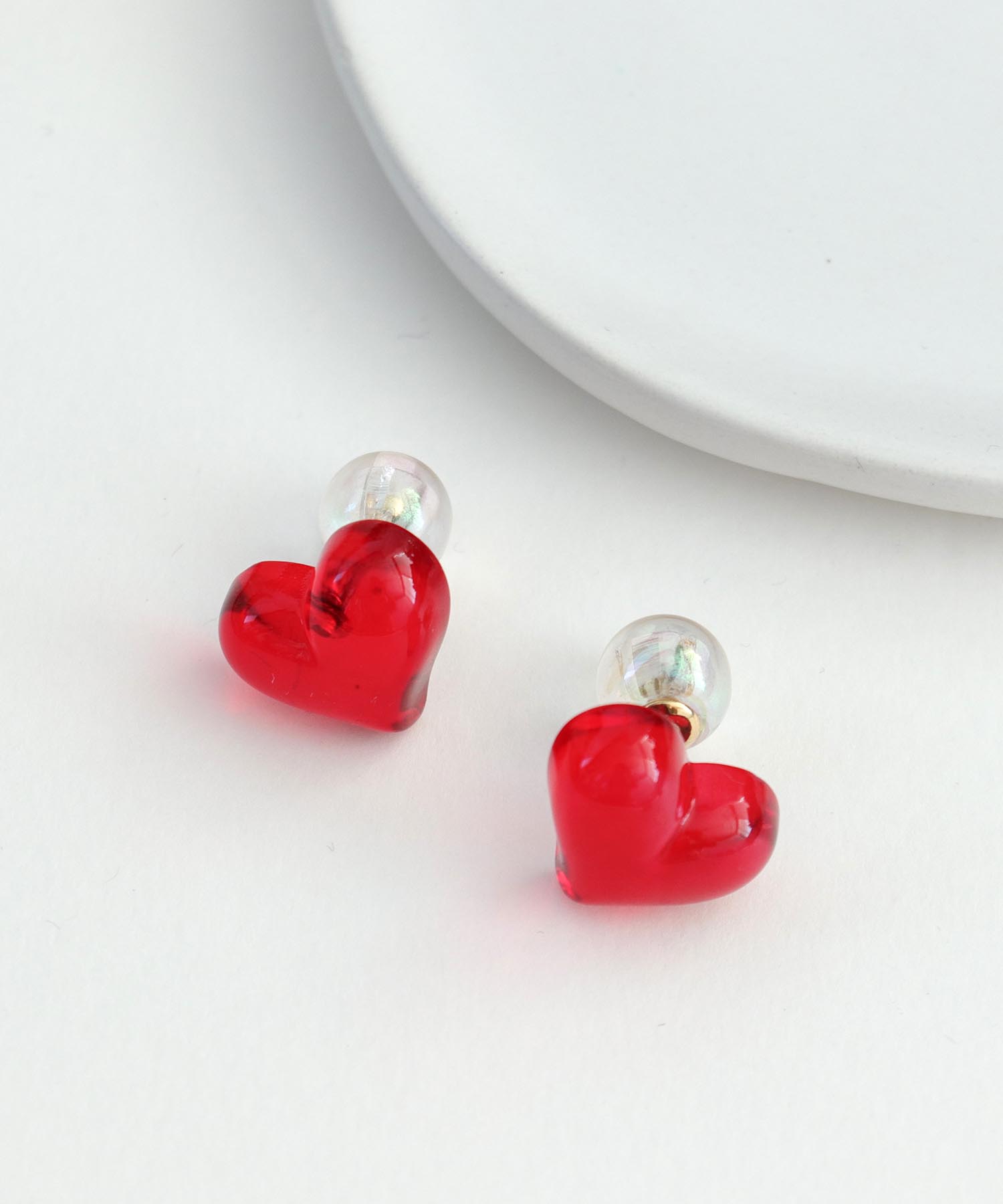 クリアハート×オーロラキャッチピアス