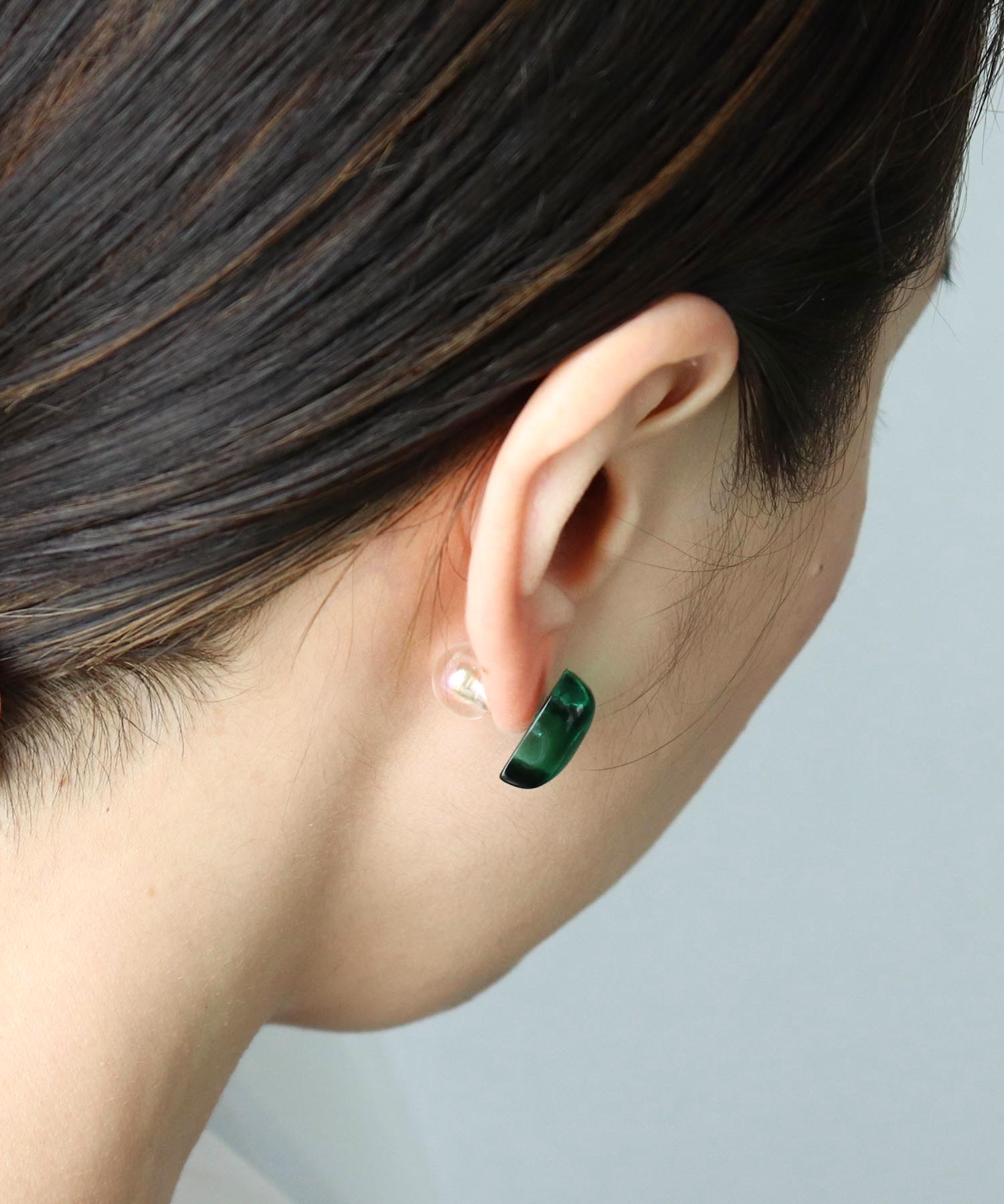 クリアハート×オーロラキャッチピアス
