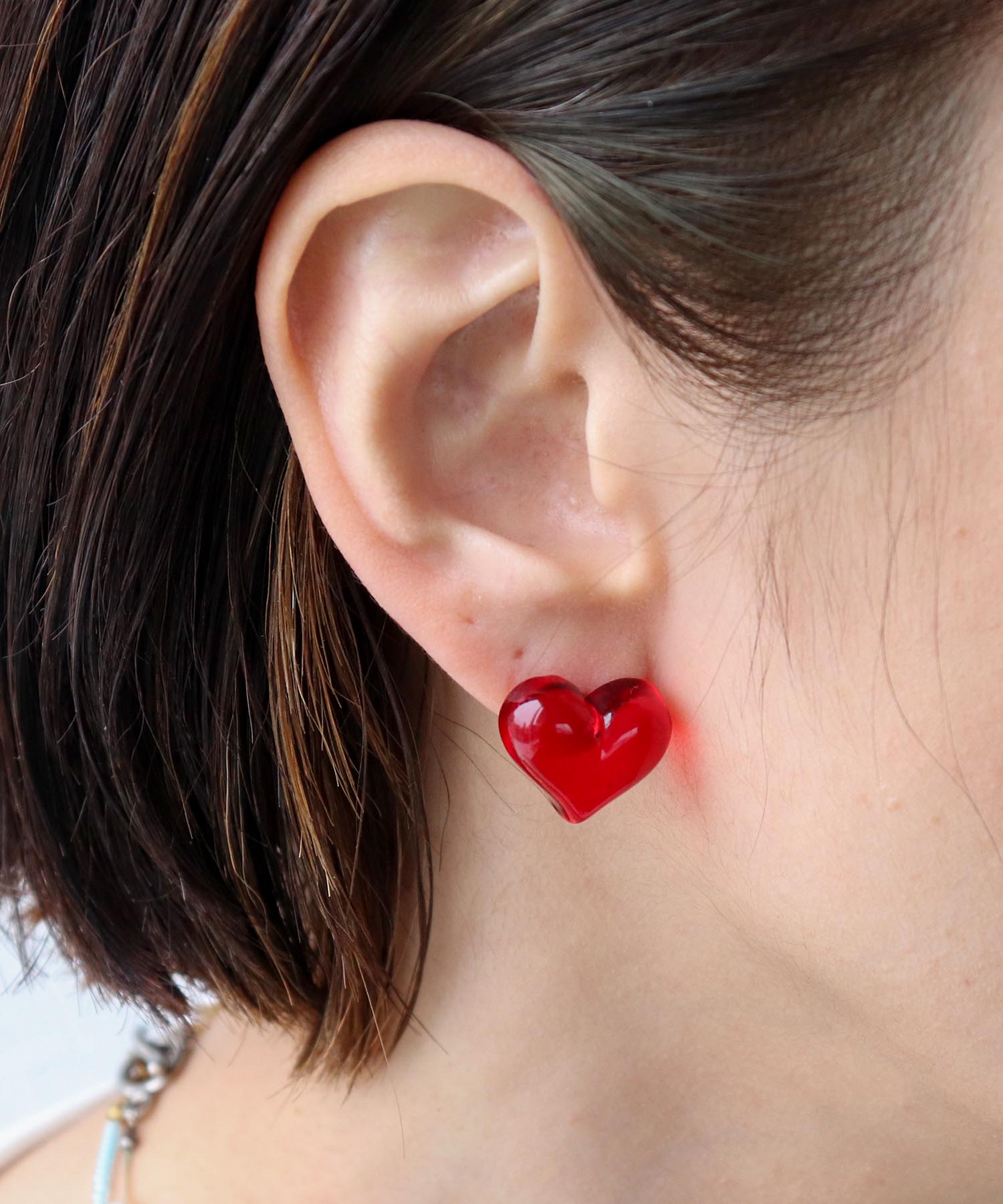 クリアハート×オーロラキャッチピアス