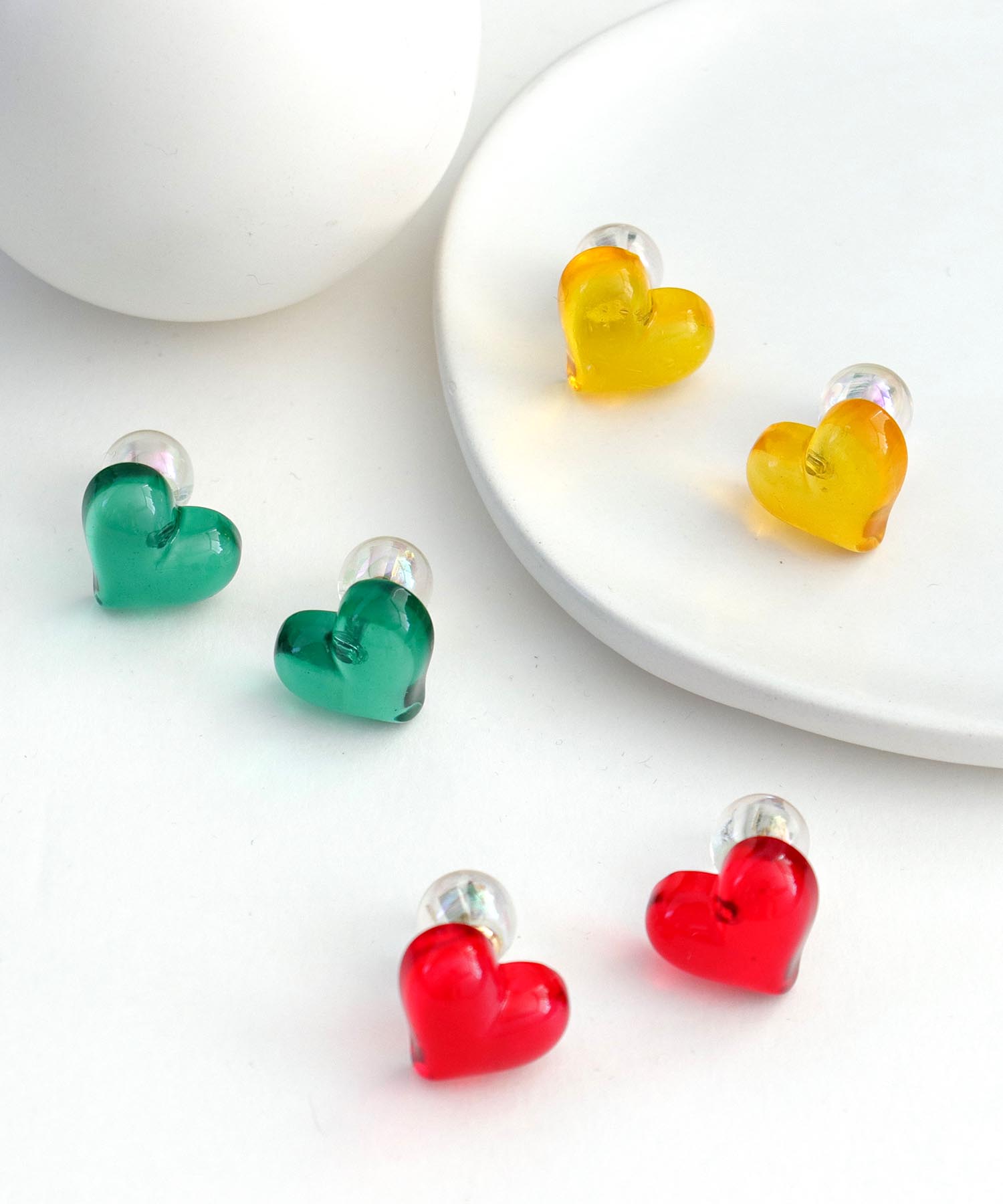 クリアハート×オーロラキャッチピアス