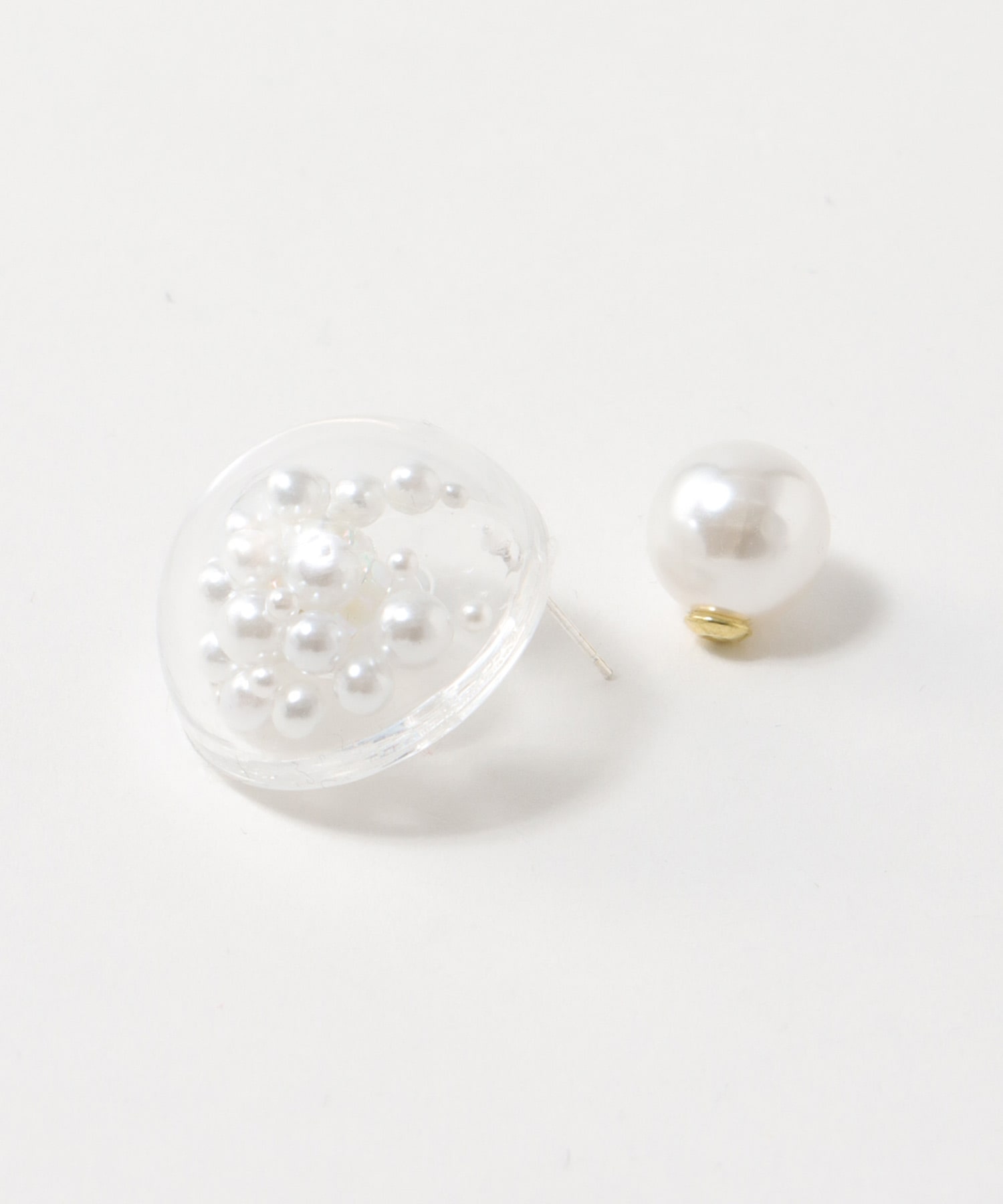 フラワーパールドームピアス（12mmパールキャッチ）
