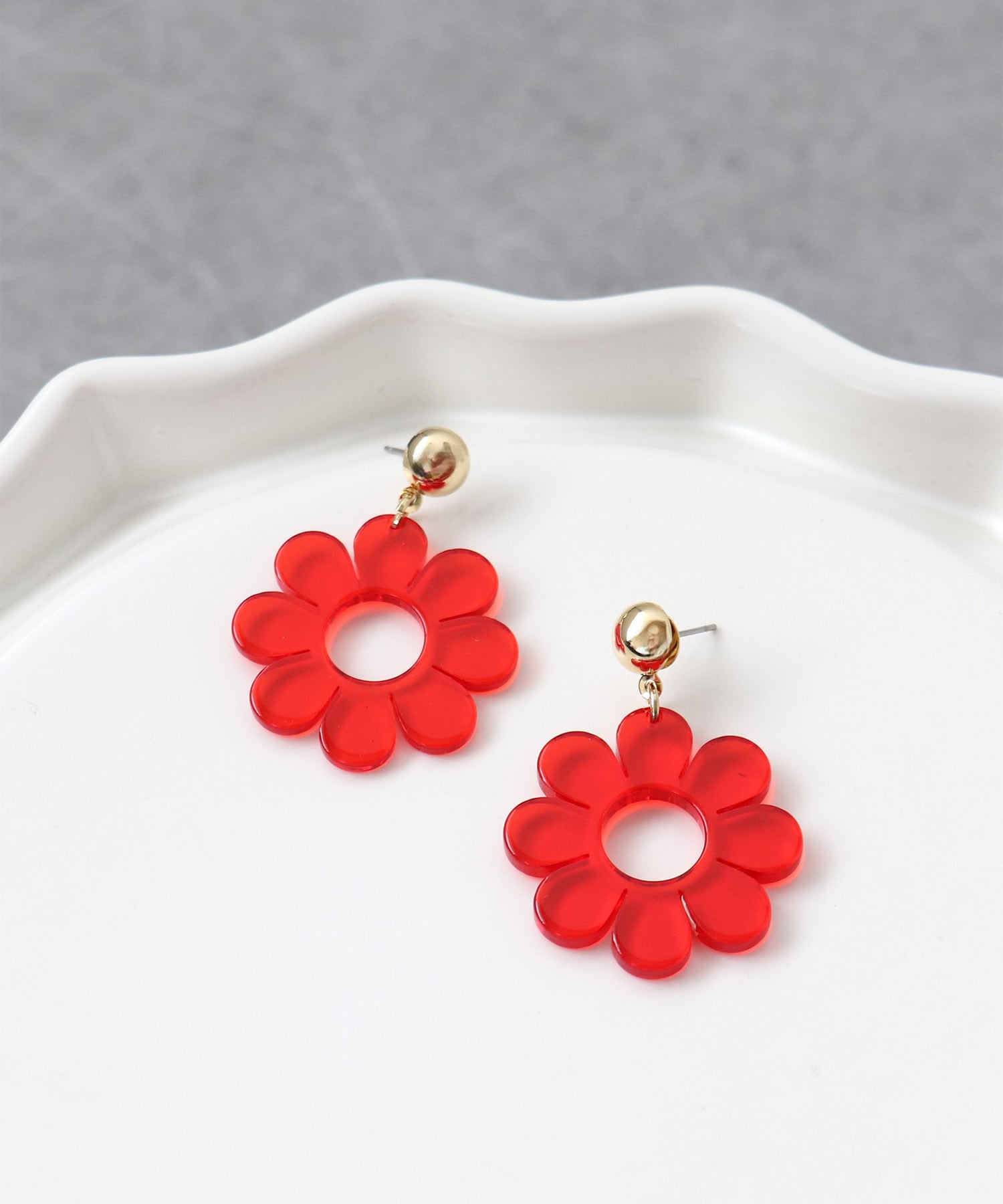 クリアカラーフラワーピアス