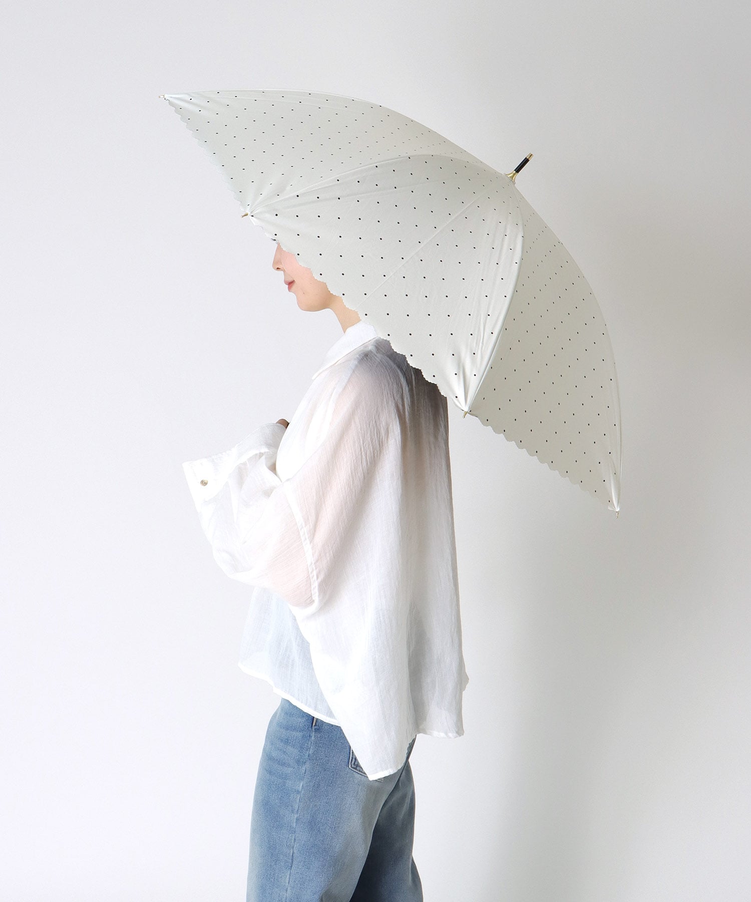 【Wpc.】≪晴雨兼用/遮光≫ドットフラワーポイント長傘