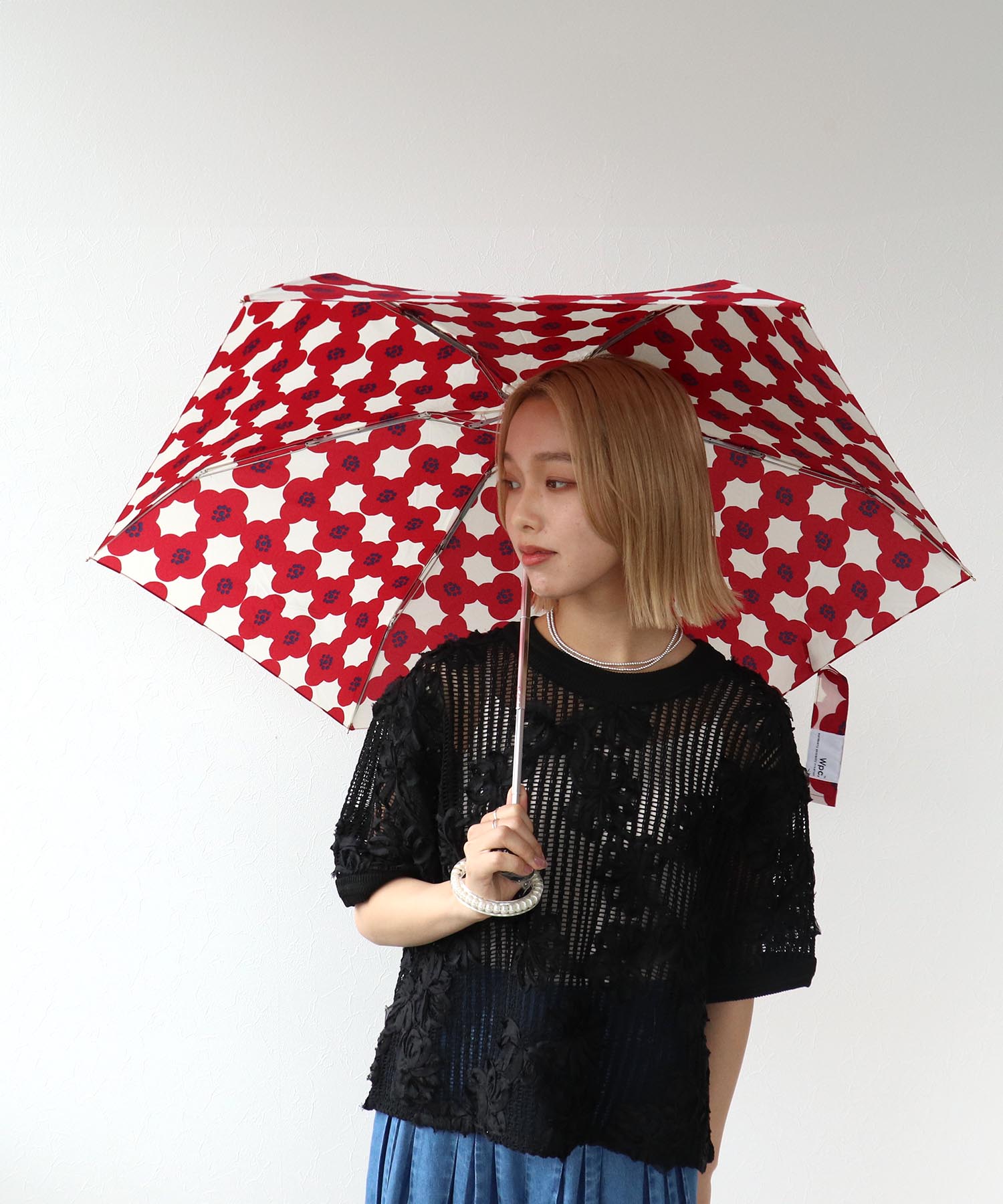 【Wpc.】≪晴雨兼用/遮光≫camelliaフラワー柄mini折傘
