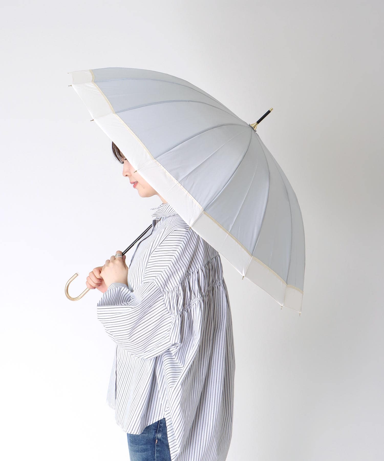 【Wpc.】≪晴雨兼用/遮光≫16本骨切継ライン長傘