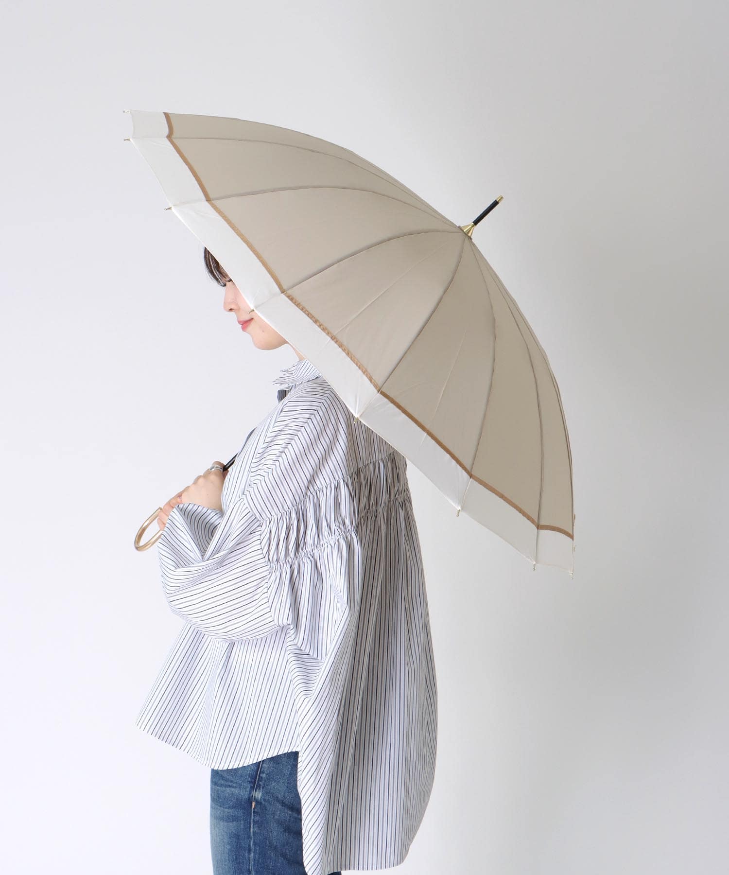 【Wpc.】≪晴雨兼用/遮光≫16本骨切継ライン長傘