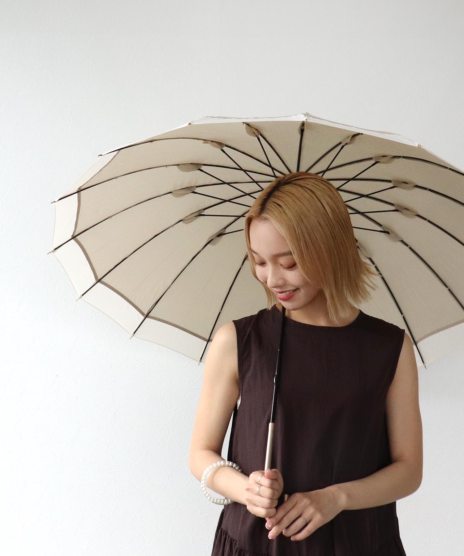【Wpc.】≪晴雨兼用/遮光≫16本骨切継ライン長傘