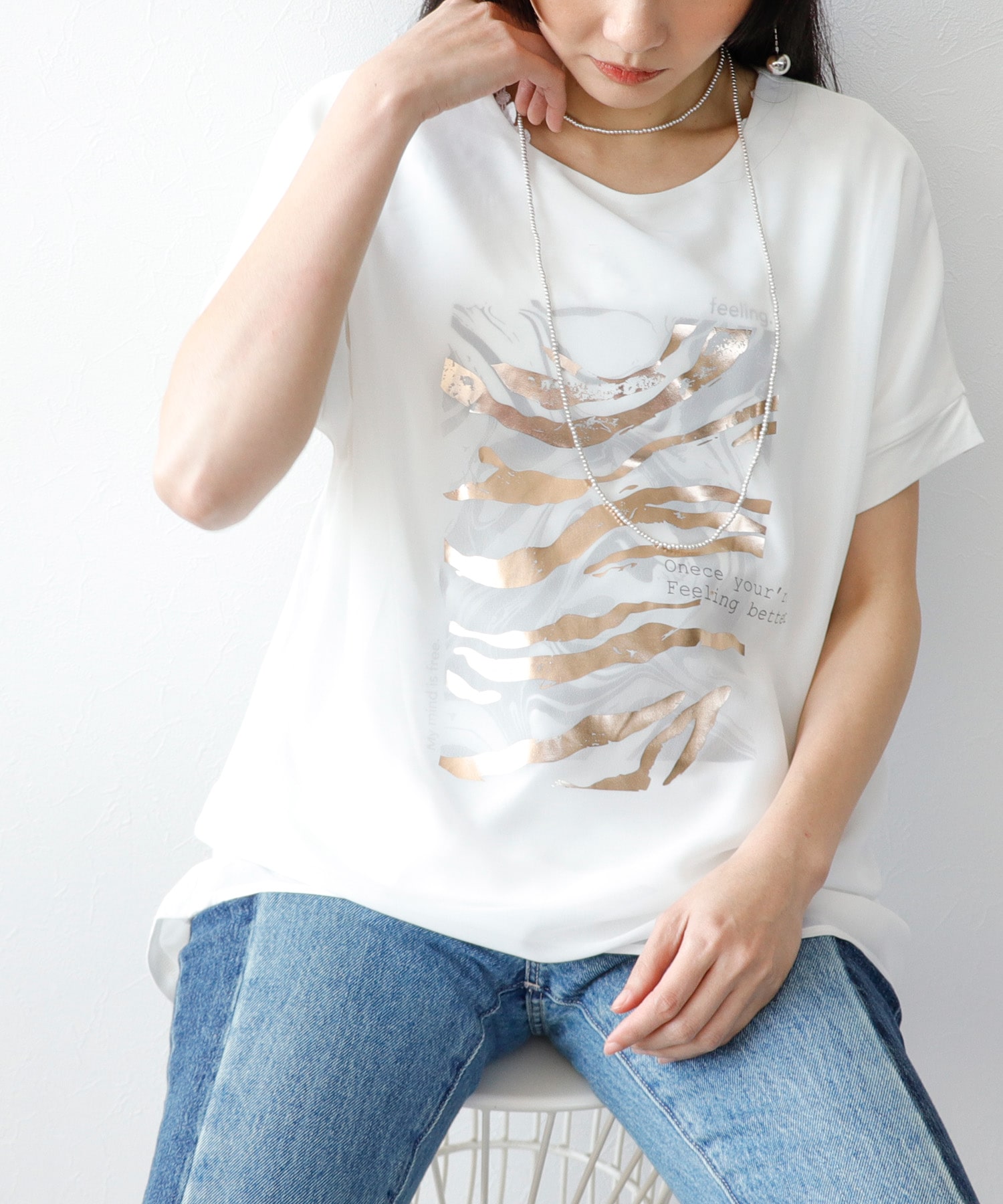 マーブル×ゼブラシアーレイヤードTシャツ