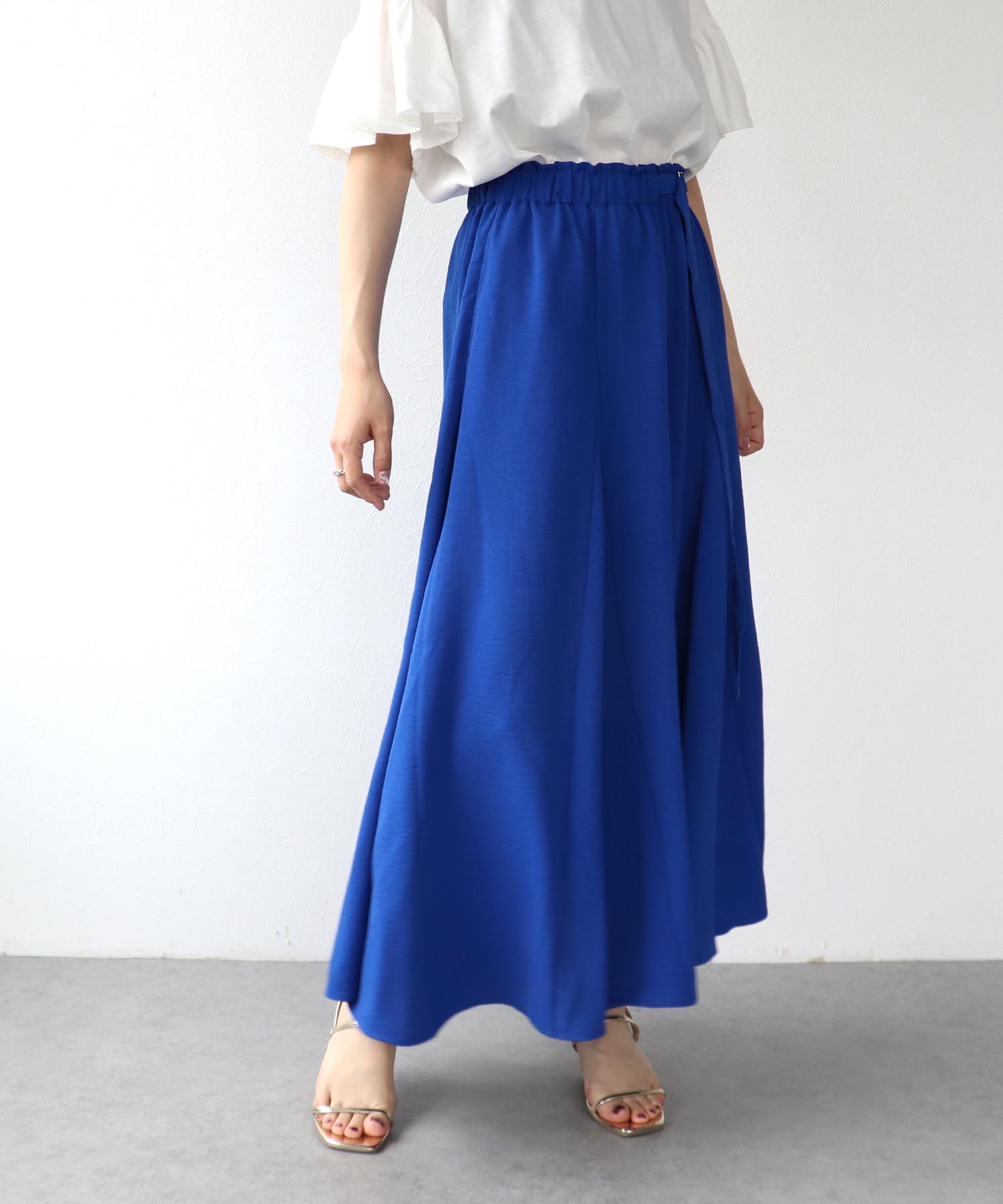 麻ライクポイントベルトパンツ
