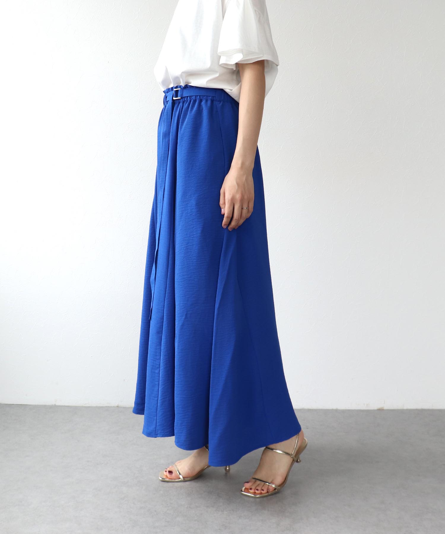 麻ライクポイントベルトパンツ