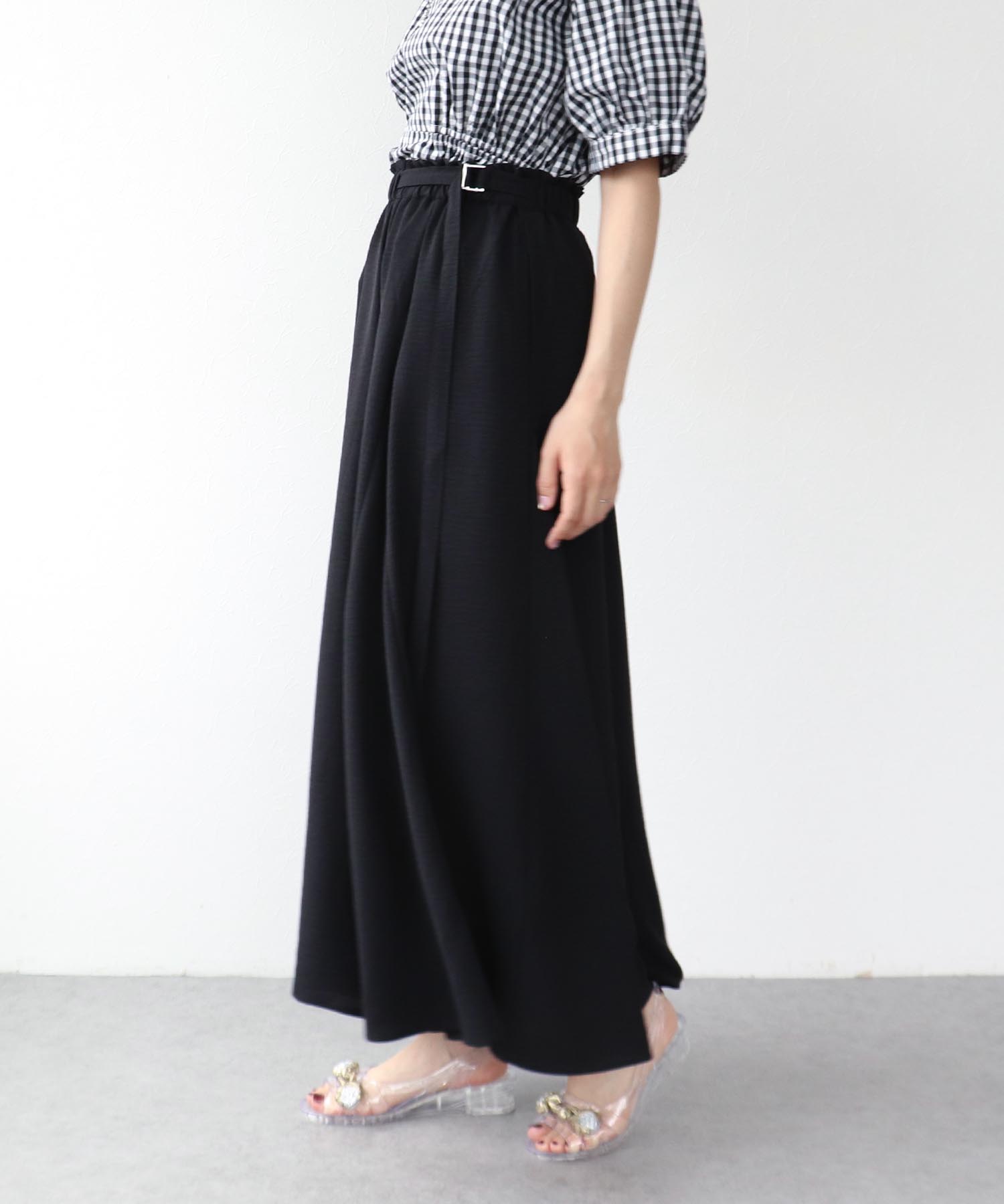 麻ライクポイントベルトパンツ