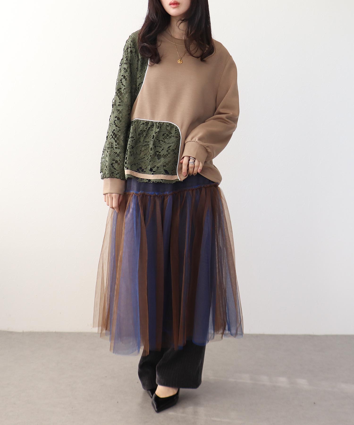 アシメントテリーデザインプルオーバー