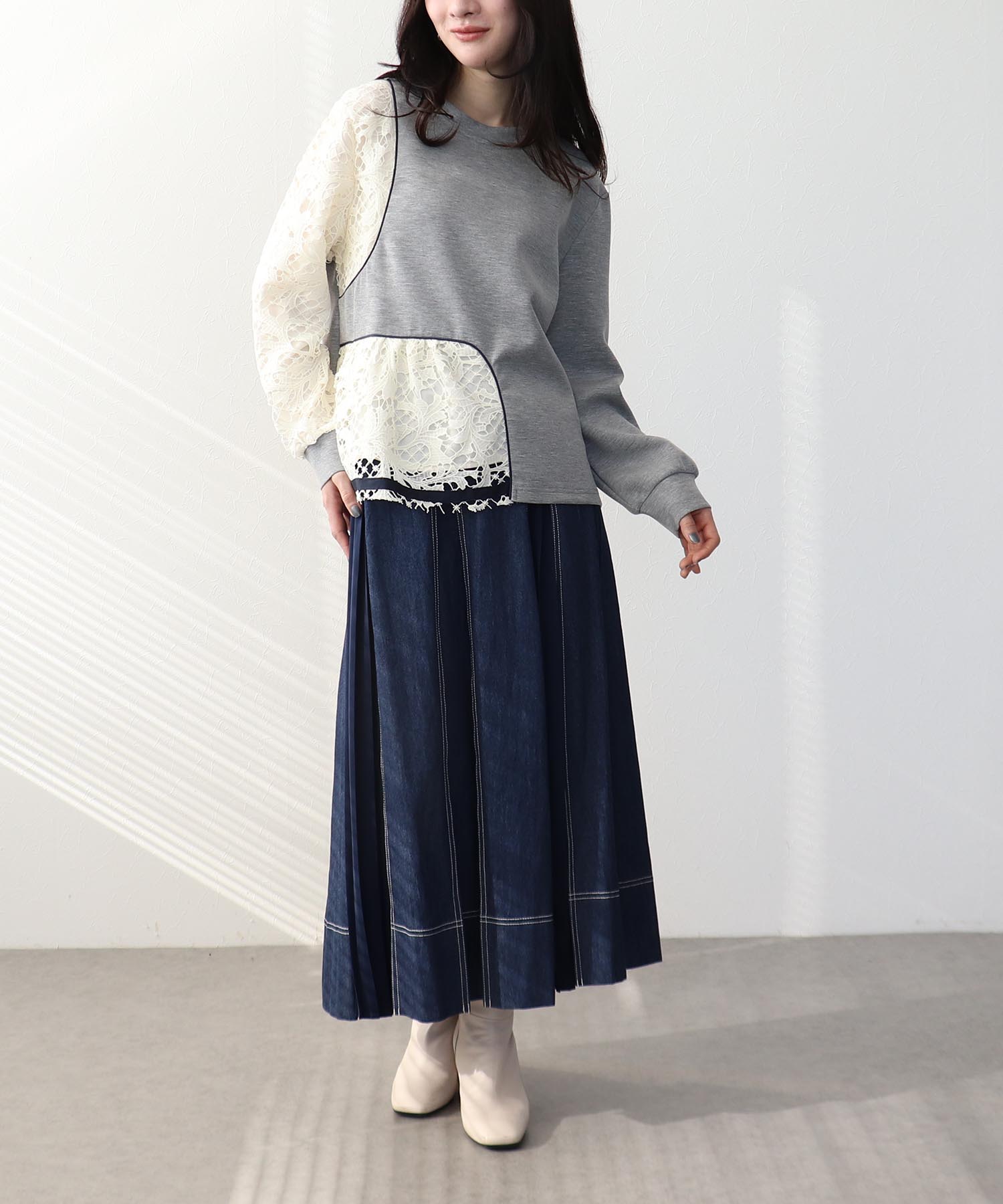 アシメントテリーデザインプルオーバー
