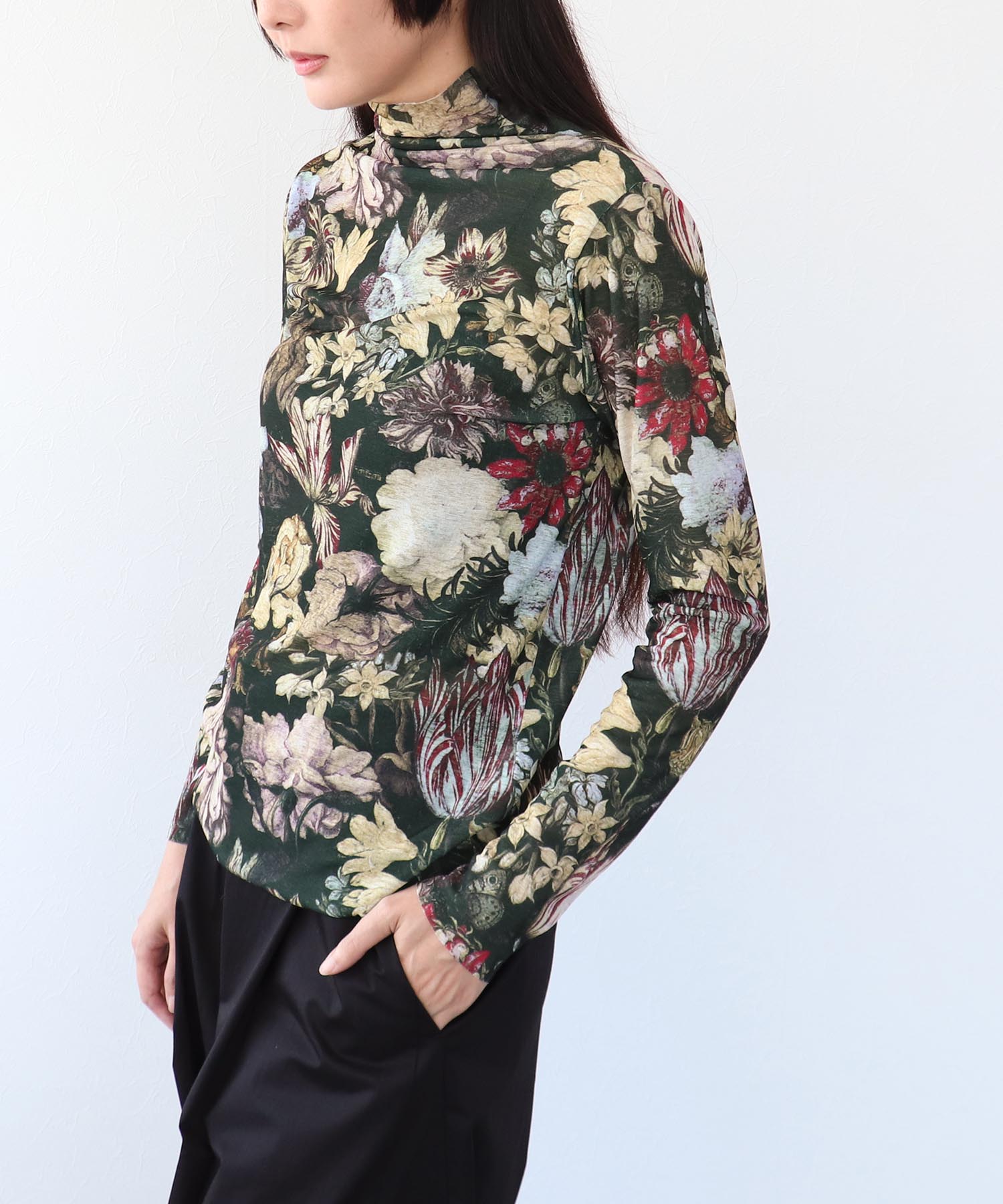 レトロフラワー柄シアープルオーバー