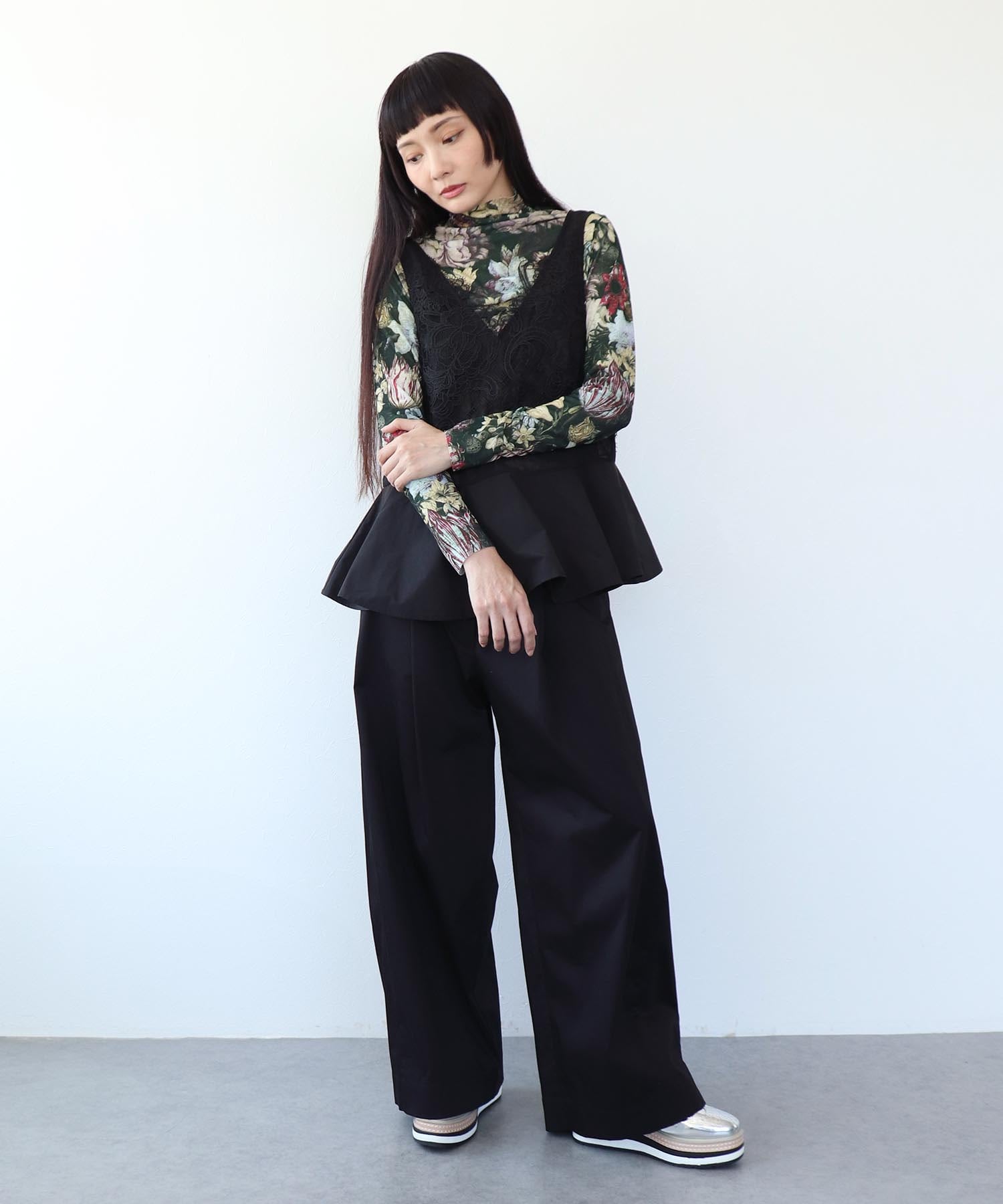 レトロフラワー柄シアープルオーバー